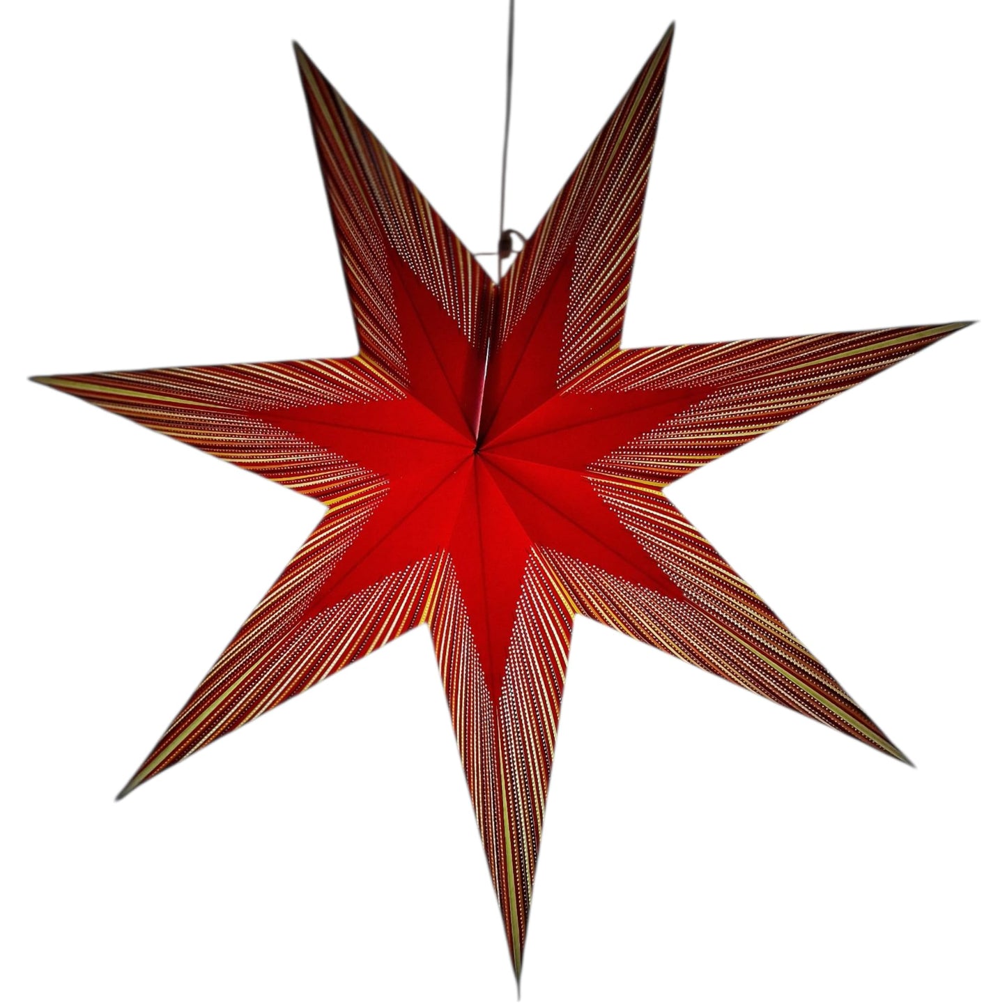 YEPSIO Paper Star Lantern Lampshade, 24 Inch, 7 Pointed Star, Foldable Hanging Decoration for Party, Wedding, Christmas (Red, Multicolour)