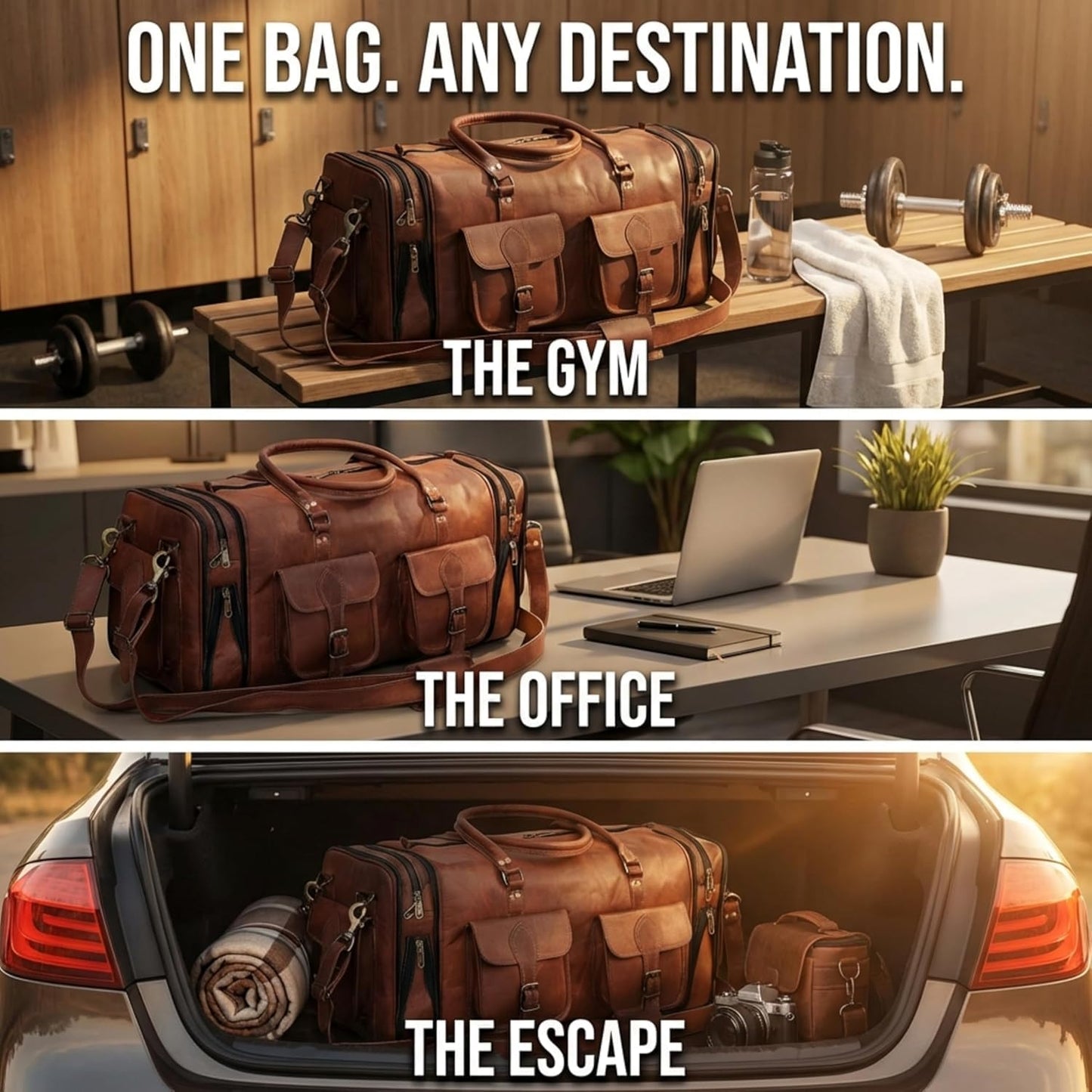 Handmade Vintage Travel Luggage 30 Inch Duffel Gym Sports Bag Weekender Travel Overnight Carry One Duffel Bag For Men (30 inch large)