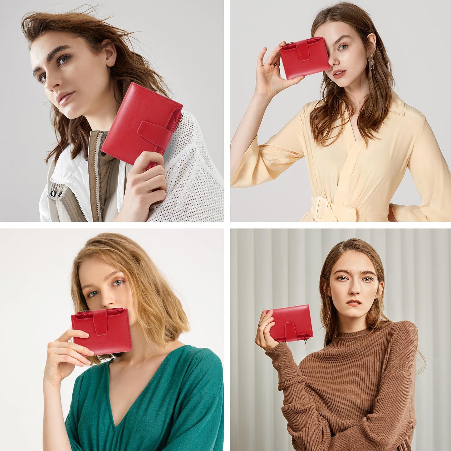 Airkit Small Wallet Women RFID Blocking PU Leather Bifold Compact Card Holder Wallet for Women with Zipper Coin Pocket 4 ID Window