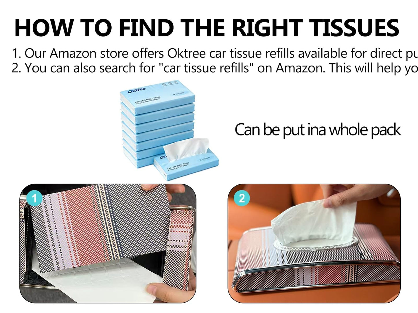 Oktree Car Tissue Holder, Faux Leather Visor Tissue Box Holder with Secure Clip, Hanging Tissue Dispenser for Sun Visor or Seat Back, Easy Access Organizer, Fits Most Cars SUVs Trucks (Hanging)