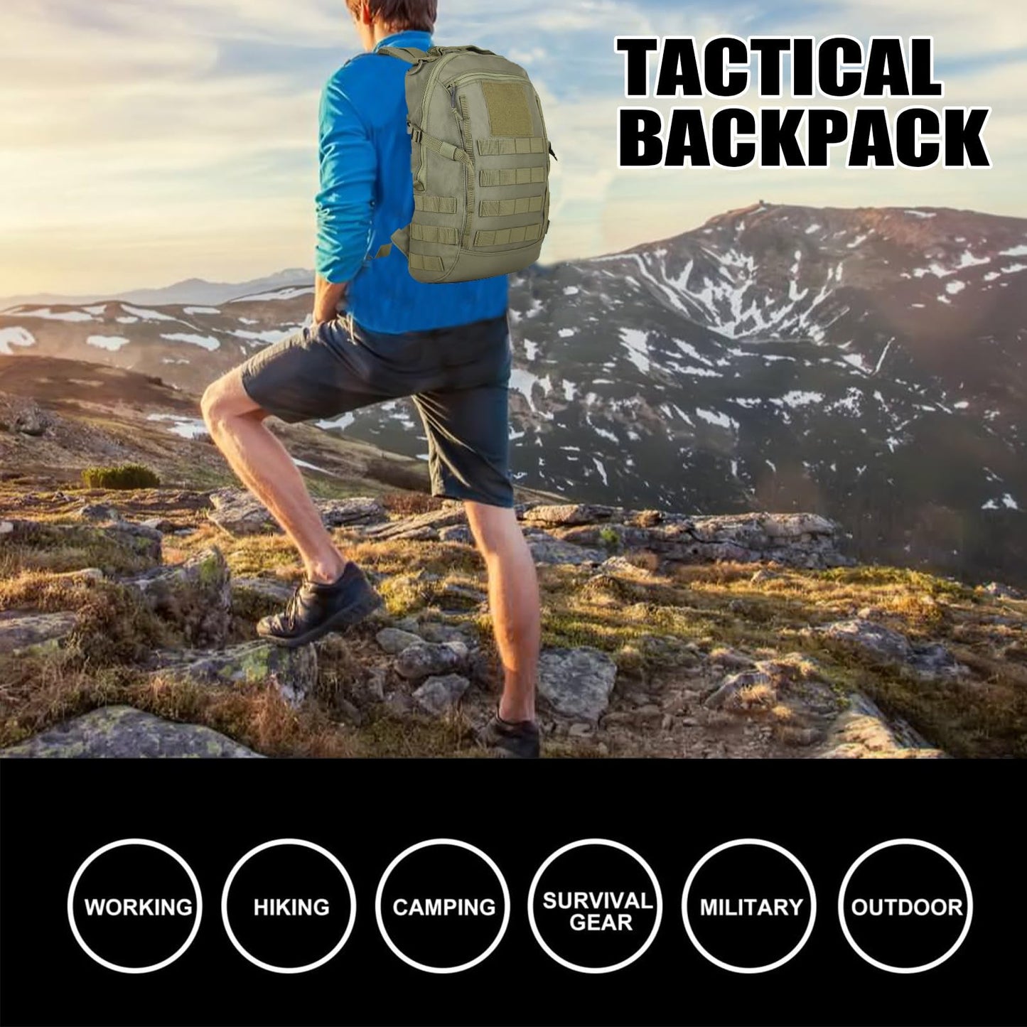 PAIWPHLI Small Tactical Backpack Military Daypack 12L Molle Bag Rucksack Army Daypack for Outdoor,Hiking,Camping,Travel (Green)