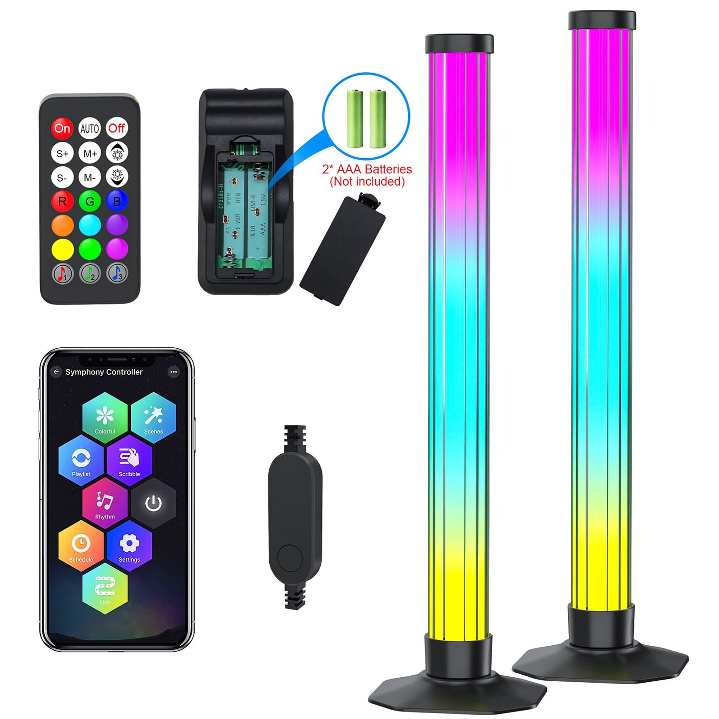 360° Smart Light Bar, RGB Light Bars, Crystal Ambient Mood Light with 16 Million Colors, 213 Preset & 8 Scene Modes, Music Sound Sync, 3 Modes Control, RGB & IC Backlight for TV/Monitor/Gaming/Room