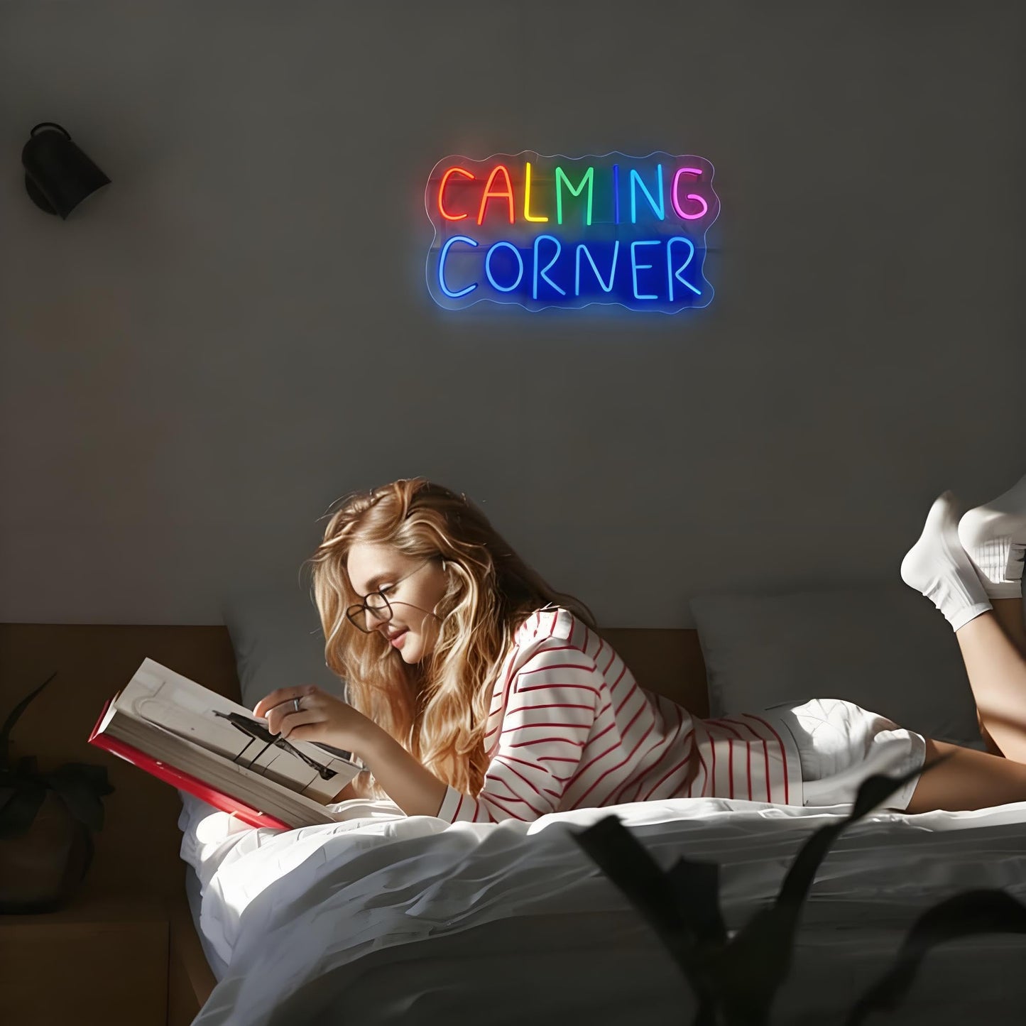 Calming Corner LED Neon Sign - USB Powered Dimmable Neon Light Wall Art for Classroom School Office Bedroom Home Relaxation Area Wall Table Decor 11.8 x 7.5 In