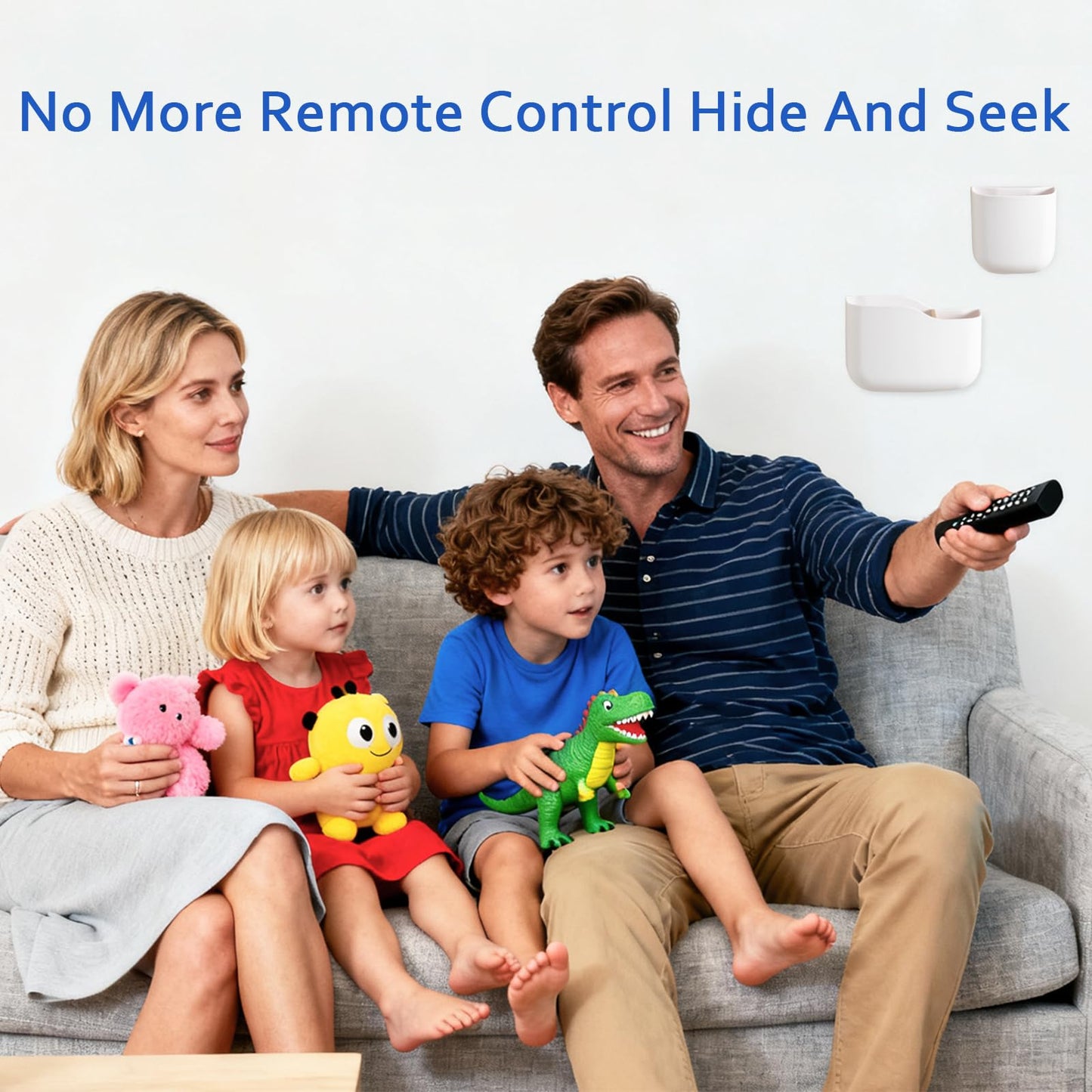 Remote Holder Wall Mount TV FAN Remote Control Holder Bedside Caddy Wall Organizer Phone Holder for Office Adhesive Media Player Controller Holder Box Tray Home Desk Nightstand 1 BIG 2 SMALL WHITE