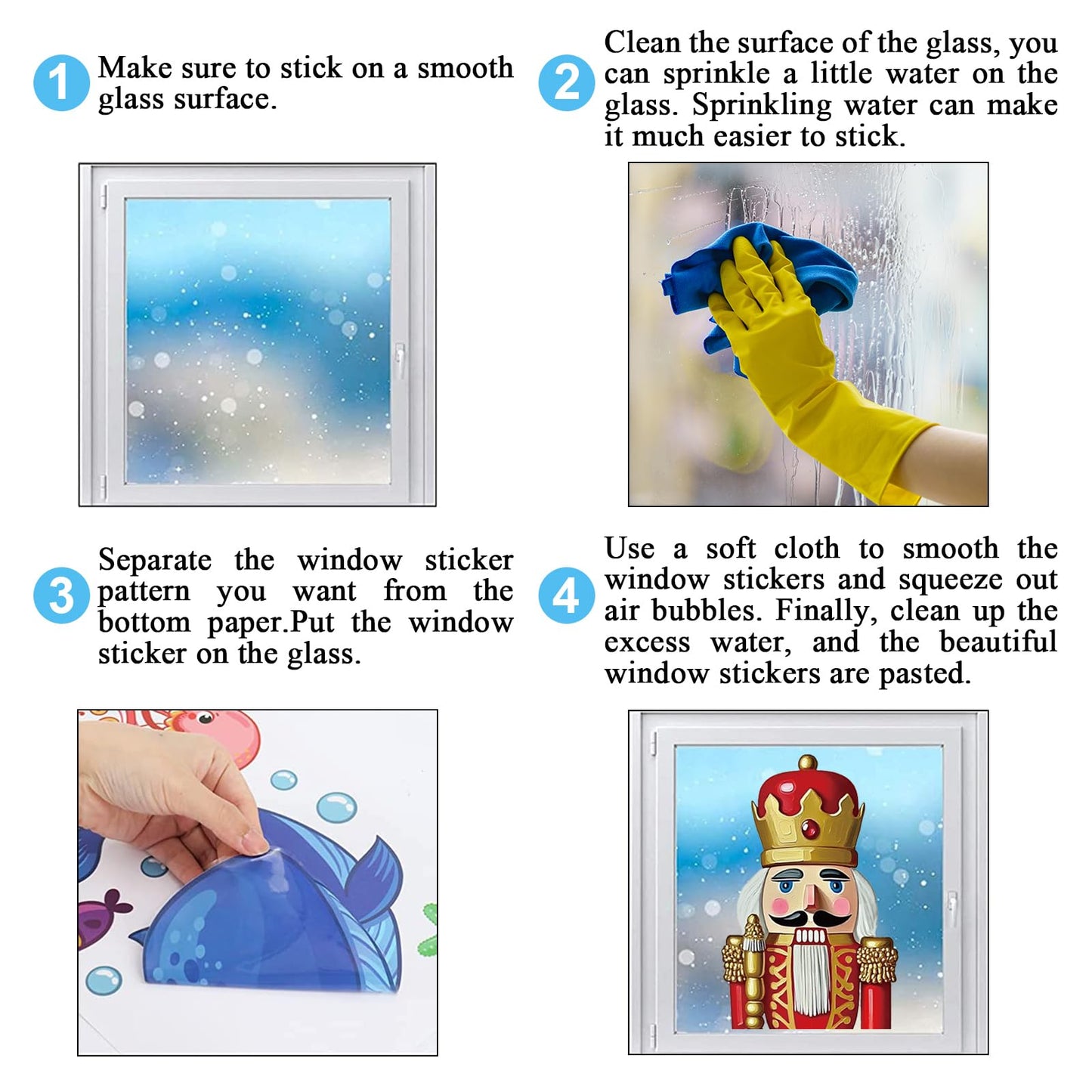 JarThenaAMCS 3 Sheets Christmas Window Clings Xmas Nutcracker Soldiers Extra Large Reusable Window Decals for Winter Holiday Home School Office Glass Decor