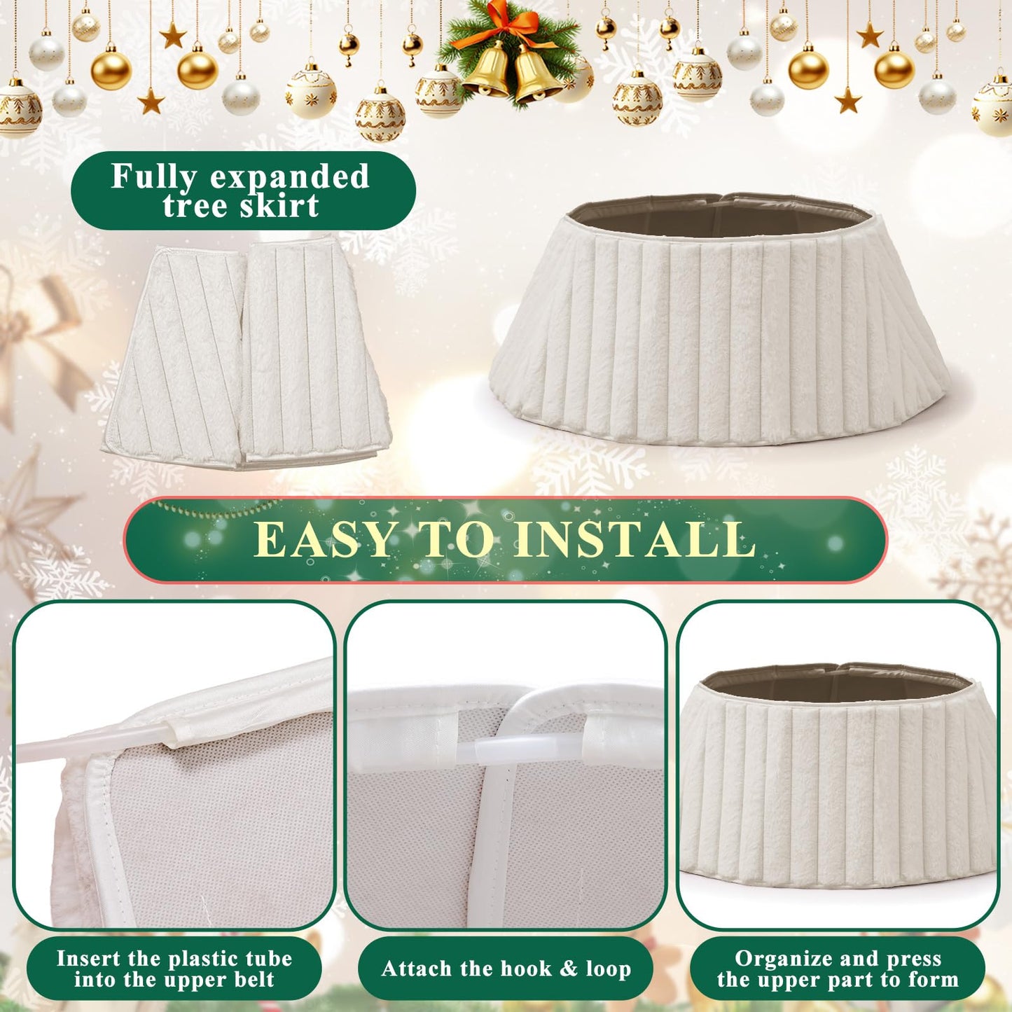 Lanpn 30 Inch Christmas Tree Collar, Plush Tree Collar Tree Stand Cover Xmas Tree Ring Stand Tree Basket Skirt for Winter Home Party Holiday Indoor Christmas Decorations (White, 75cm)