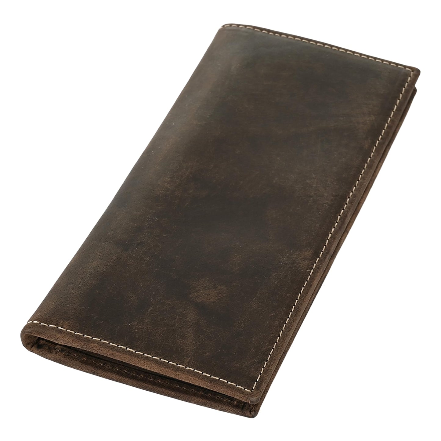 ELIZO Men's Genuine Leather Long Wallet - RFID Blocking Rodeo Checkbook Wallet | Slim Western Bifold Wallet with 16 Card Slots, ID Window | Top Grain Leather Cowboy Wallet