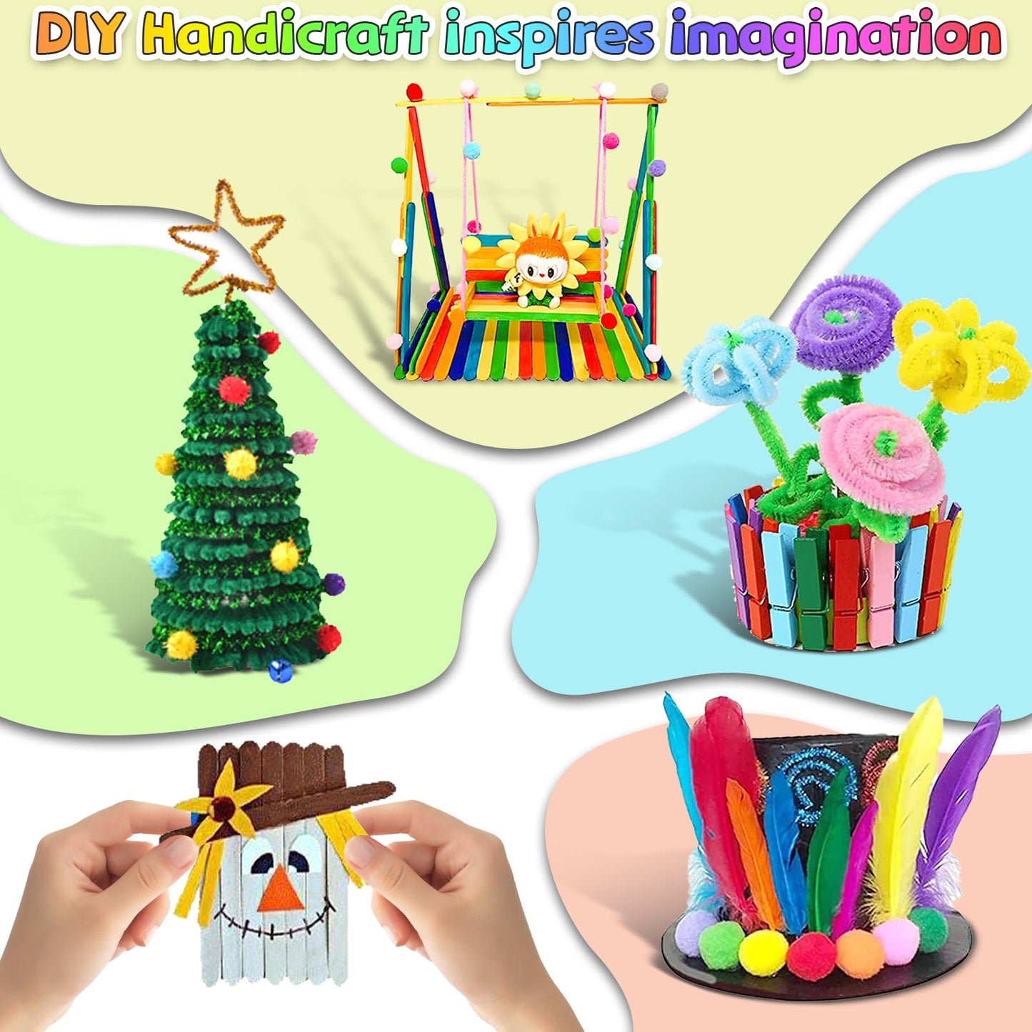 Sundaymot Arts and Crafts Supplies for Kids, 2000+Pcs DIY Craft Kits, Ages 6-10, Educational Preschool and Homeschooling Arts Programs, Children Craft Kits, Gifts for Boys and Girls.