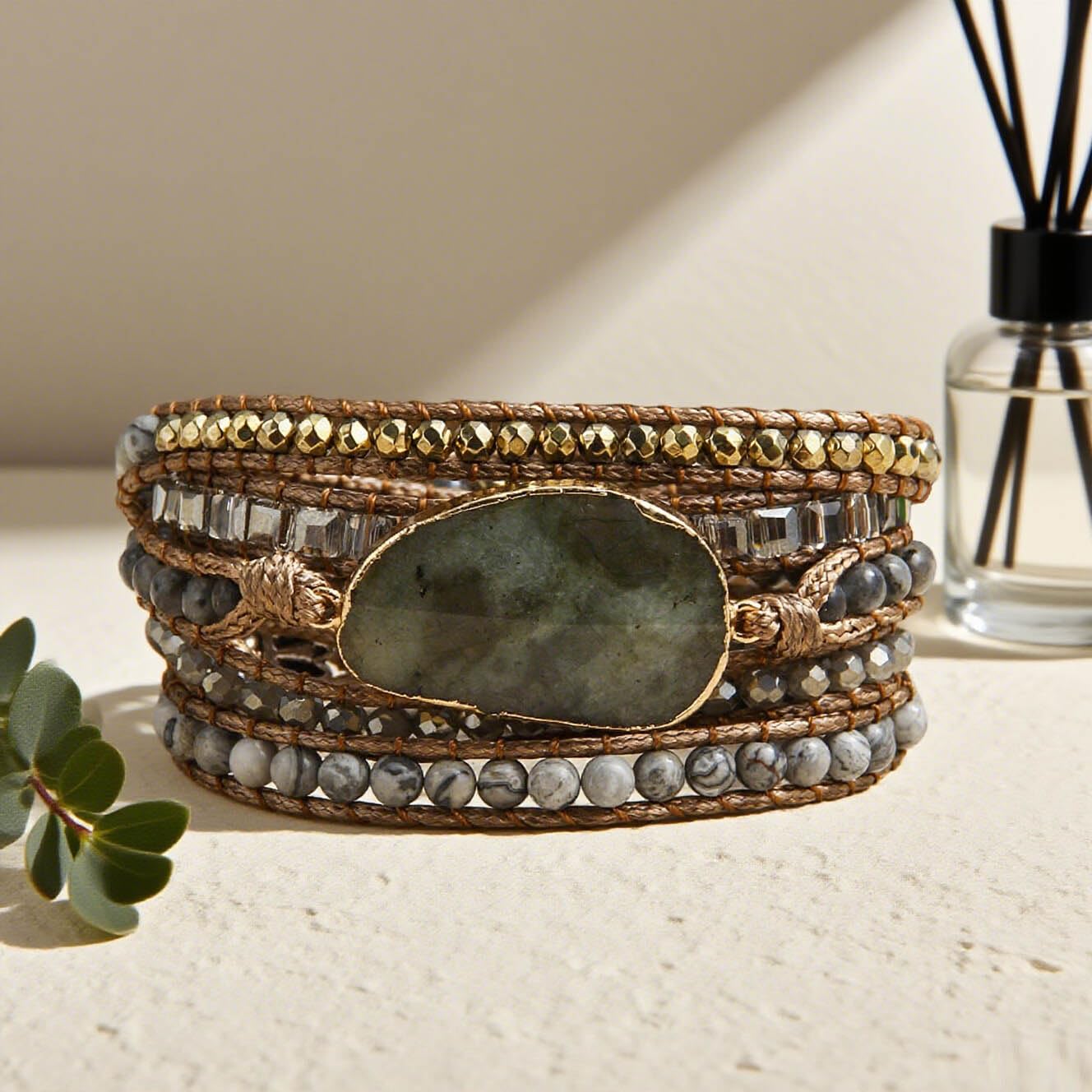 ZOSOJONA Women Wrap Bracelets Boho Natural Stone Jasper Turquoises Strand Bracelet Jewelry Collection