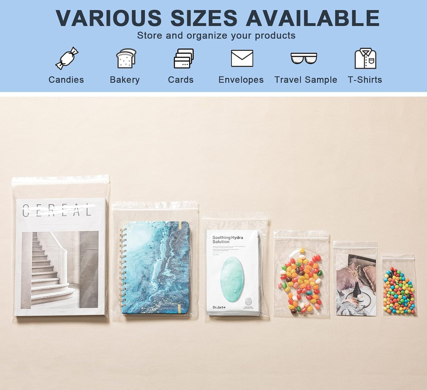 joybest 8 X 10 Inch (1000 Pcs) Clear Plastic Bags, Reclosable Zipper Poly Bags with Resealable Zip Top Lock for Brochure, Prints, Notebook, Document Storage