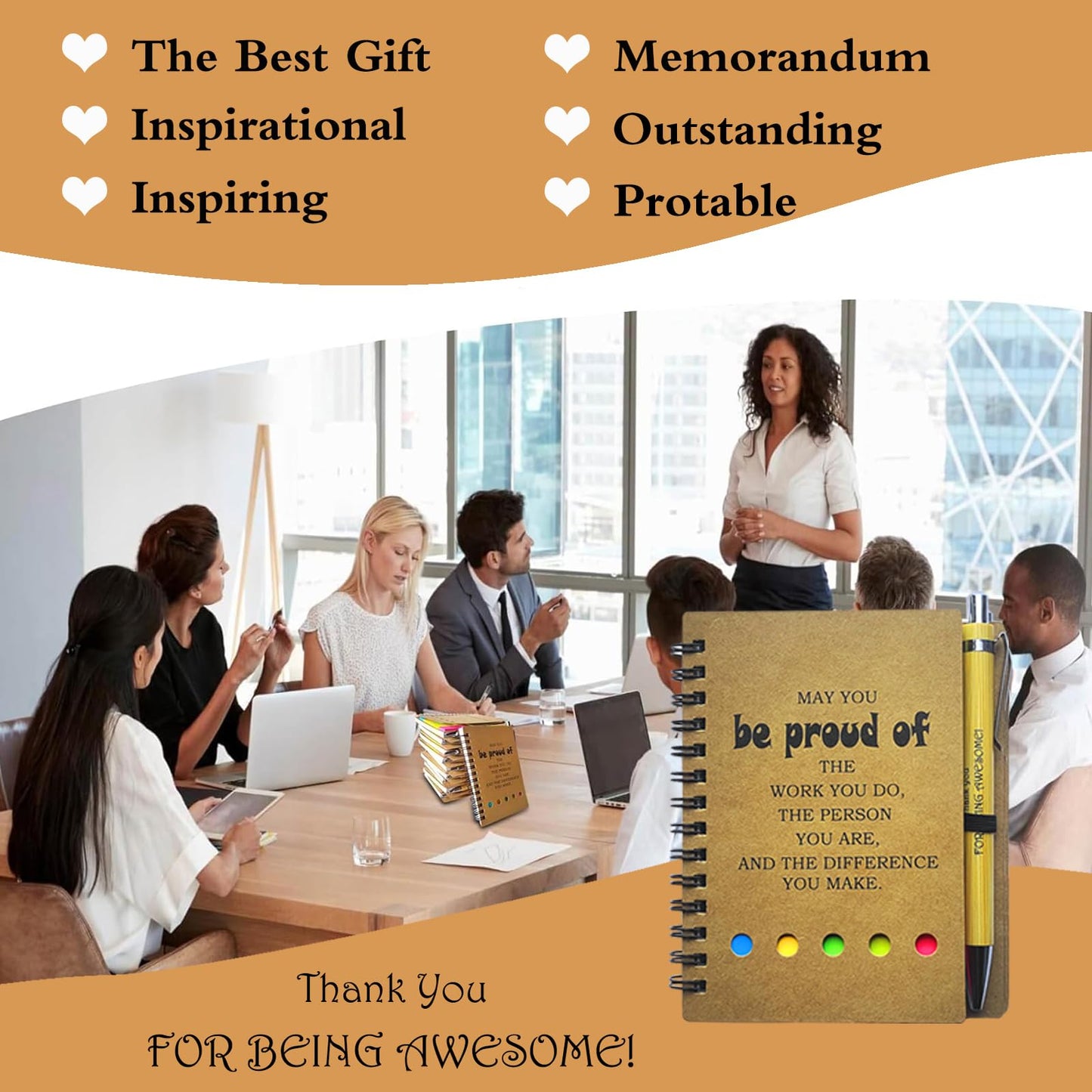 2026 Inspirational Spiral Notebook 10 Sets Portable Employee Appreciation Gifts Bulk Journals with Sticky Note Pen for Teachers Students Friends Colleagues Volunteer Nurse and Family Thank You Gifts