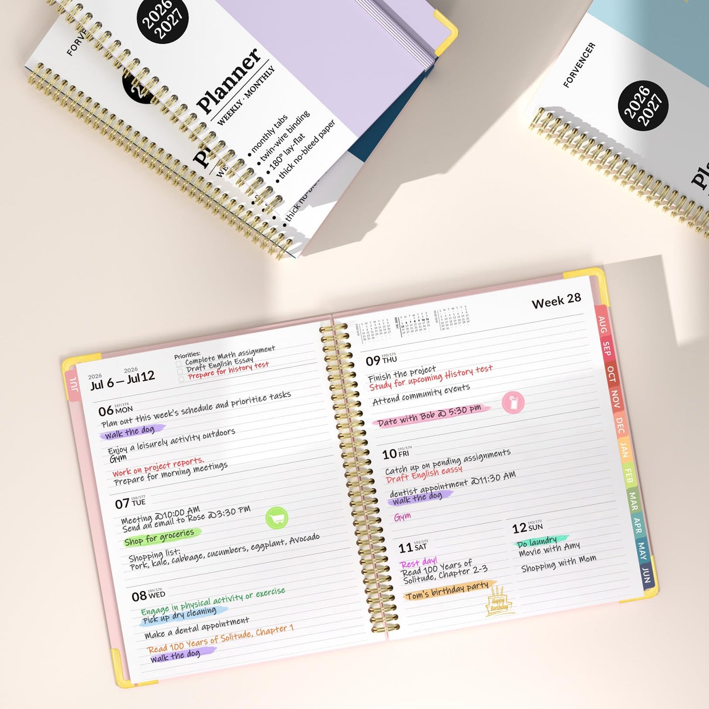 Forvencer Academic Planner 2026-2027, July 2026-June 2027 Weekly & Monthly Hardcover Calendar Planner, 6" X 8", Daily Agenda Book, School Office Notebook College Teacher Student Organizer A5, Black