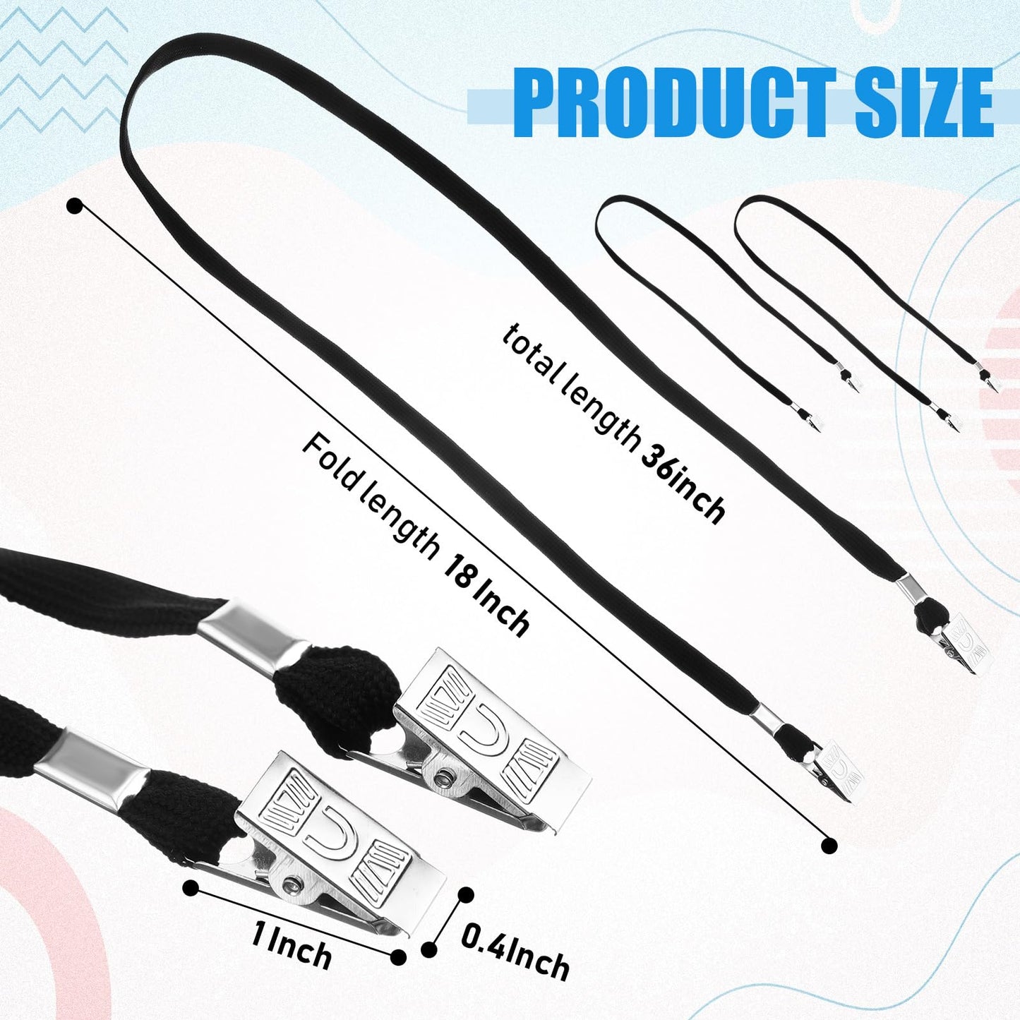 Patelai 100 Pack Double Clip Lanyards Bulk Face Mask Lanyard Twist Free 2 Hook Design Adjustable Badge Neck Strap for ID Name Badge Holder Back to School Conference Office Class Essential (Black)