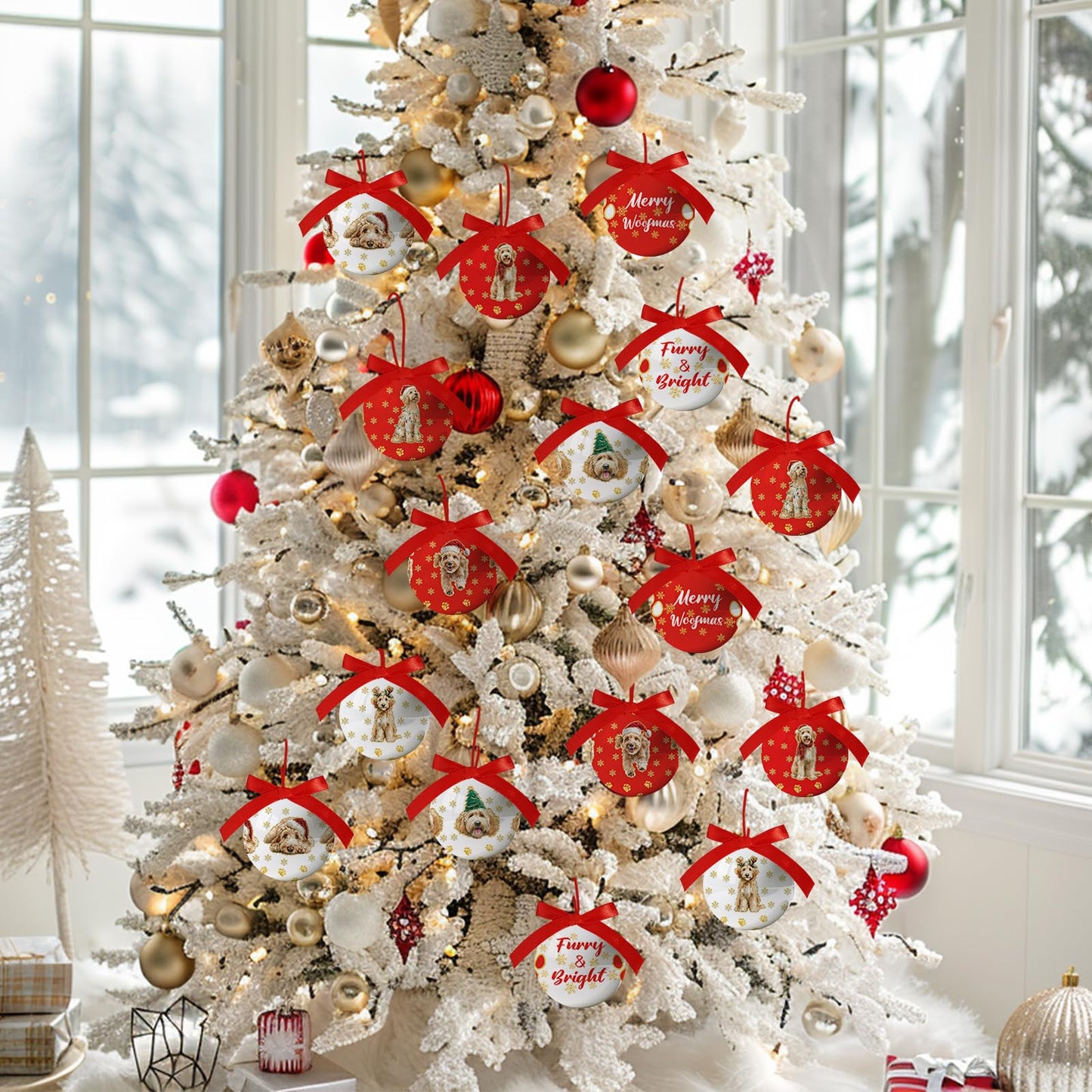 Golden Doodle Christmas Decor - Hanging Golden Doodle Ornaments Balls for Christmas Tree, Cute Decorations Ball 2.36 Inch for Xmas Tree Party Home Holiday,Xmas Gifts Set of 16Pcs