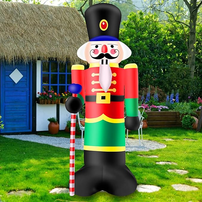8FT Christmas Inflatables Outdoor Decorations,Inflatable Nutcracker Soldier Build-in LED Light-Christmas Blow Up Yard Decorations for Holiday Garden Lawn Yard Patio