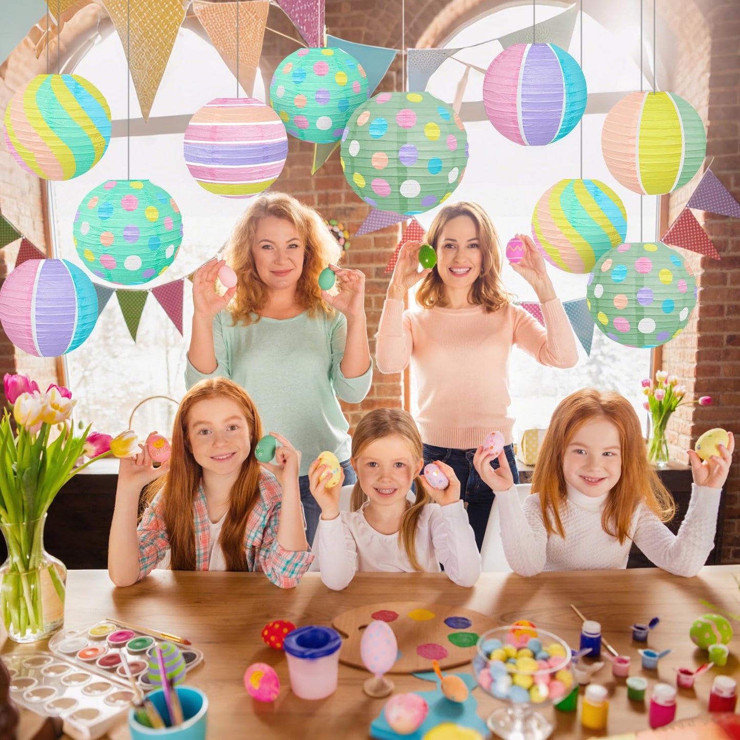 ADLKGG 12 Pieces Pastel Party Decorations - 8 Inches Hanging Paper Lanterns for Baby Shower, Mother's Day Brunch, Spring Garden Party, Bridal Shower and Easter Classroom Decor