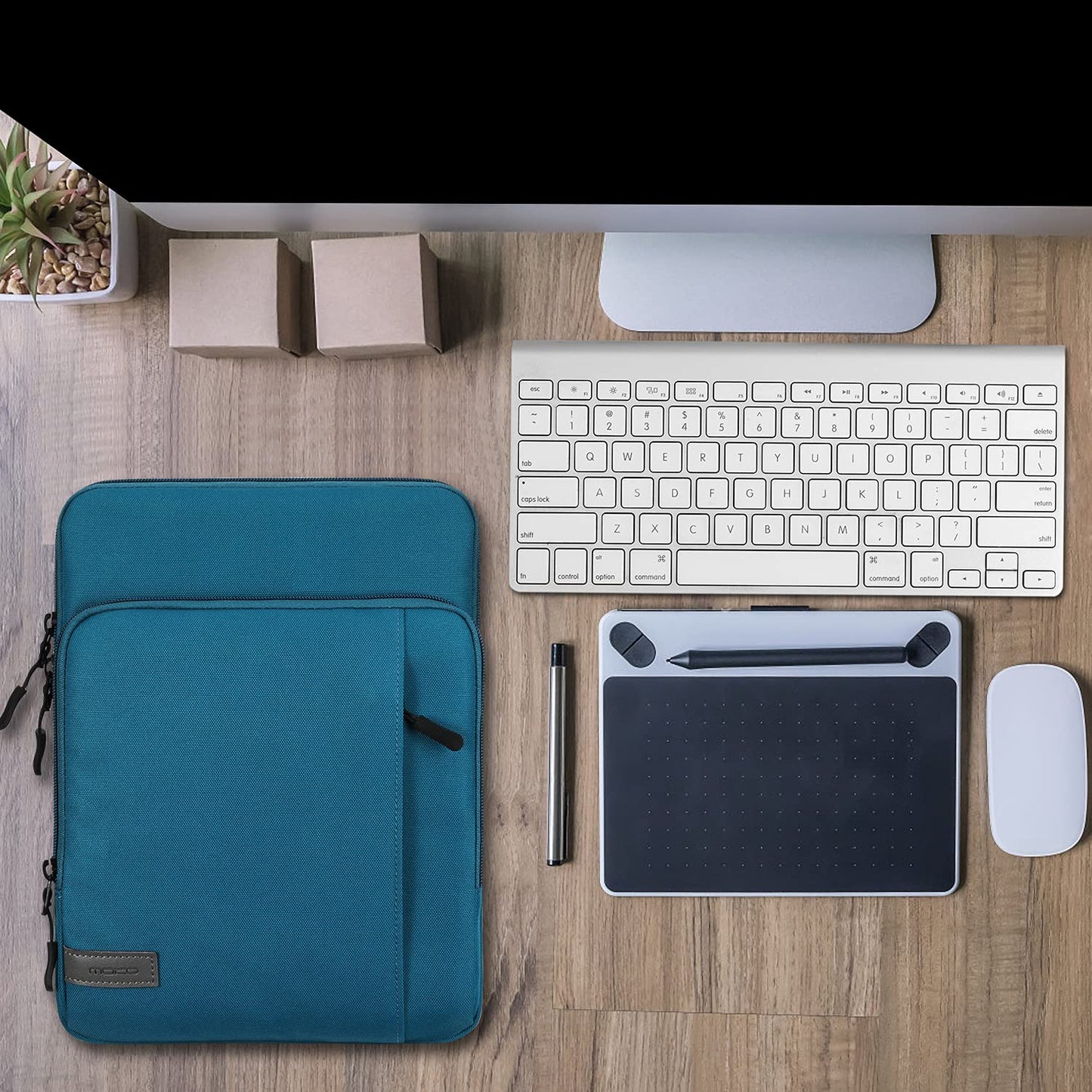 MoKo Laptop Sleeve Bag for 13.3-14 Inch, Notebook Carrying Case with Pocket Fits New MacBook Pro M3/M2 14" /13" M2/M1 Pro/M1 Max 14.2 2023-2021/Air 13.6" M2 2022, Surface Pro 9/8 13", Peacock Blue