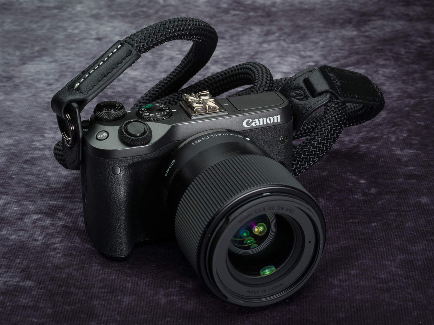 Vi Vante Sheetline Black Rope Camera Strap w/Nappa Leather Ends FINAL CLOSEOUT (Black w/White Stitching)