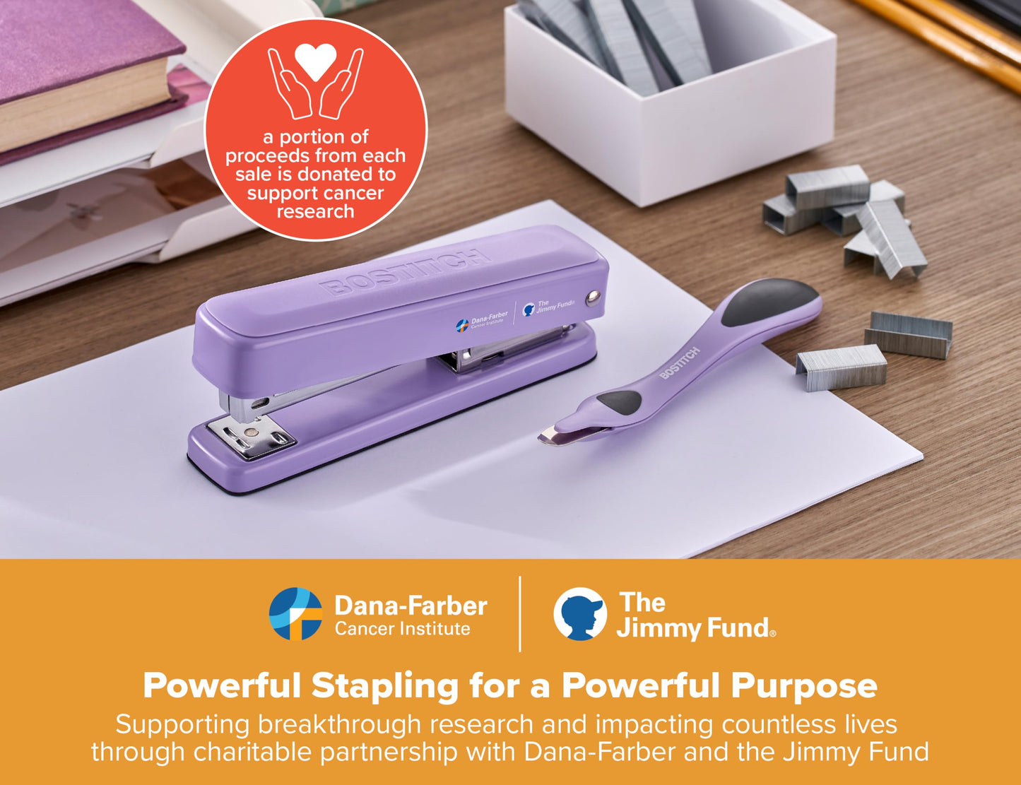 Bostitch Titan Heavy Duty Metal Stapler, 50 Sheet Capacity with 1250 Staples and Ergonomic Staple Remover, Jam Free Stapling, Full Strip Stapler for Desk, Office and Classroom, Purple