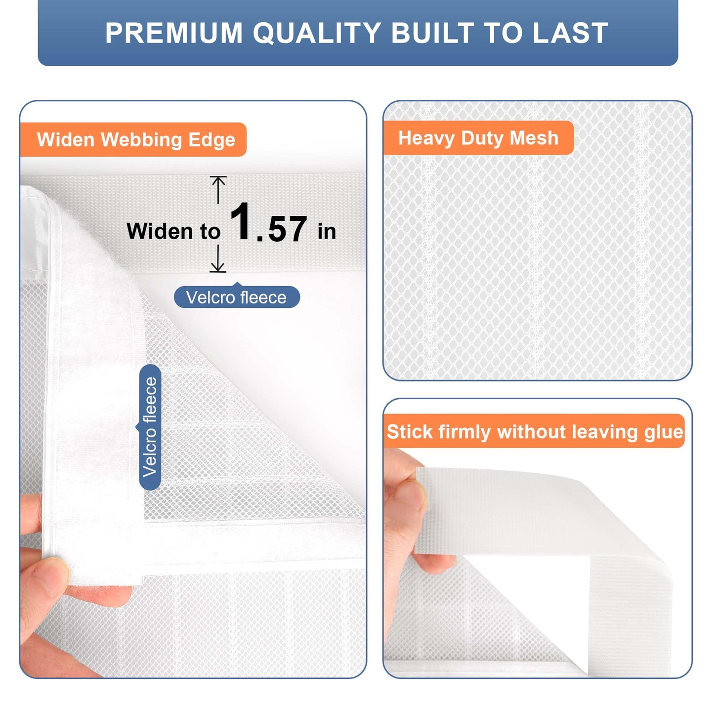 METAONLY Magnetic Screen Door Mesh, Works for Patio, Sliding Door, Keeps Bug Mosquito Out, Fresh Air Flow, Fits 36" x 82" Door - Curtain Size 38" x 84", White