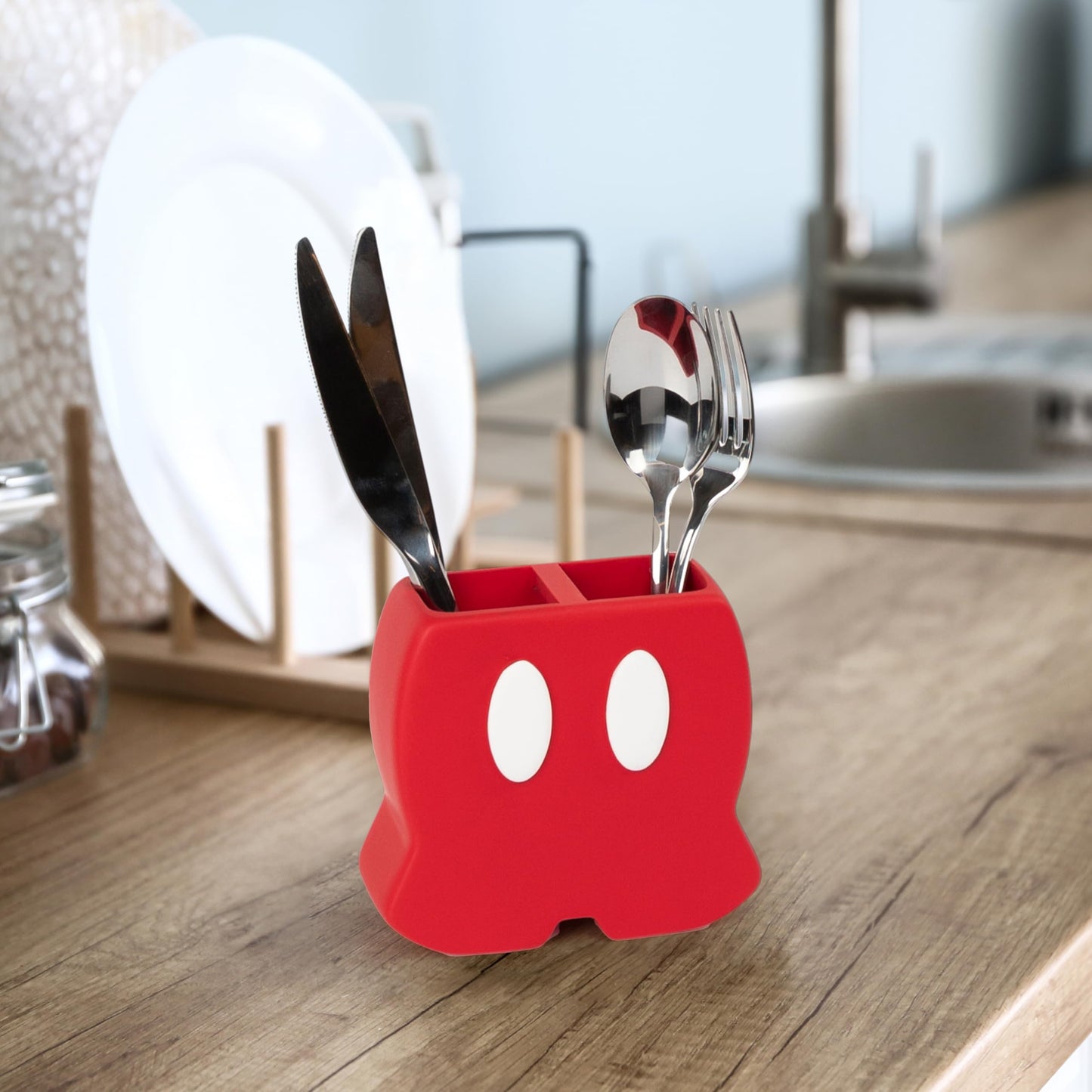 Jay Franco Disney Mickey Mouse Toothbrush Holder - Red Resin Pencil Holder - Bathroom Storage