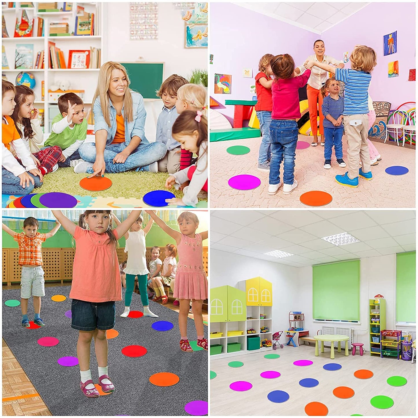 ZIECE 60 Pcs Poly Spot Markers Non-Slip Rubber Floor Dots for Gym, Flat Cones Agility Markers Poly Dots for Gym Floor Spot Markers for Sports Soccer Basketball Speed Agility Training Dance Classroom
