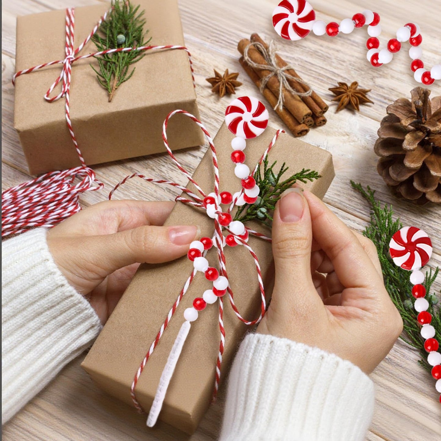 AWHETIE 36 Pcs Candy Cane Christmas Decorations,Red and White Christmas Tree Picks,Candy Cane Ornaments for Christmastree Topper Home Vase Decor Wreath DIY Craft