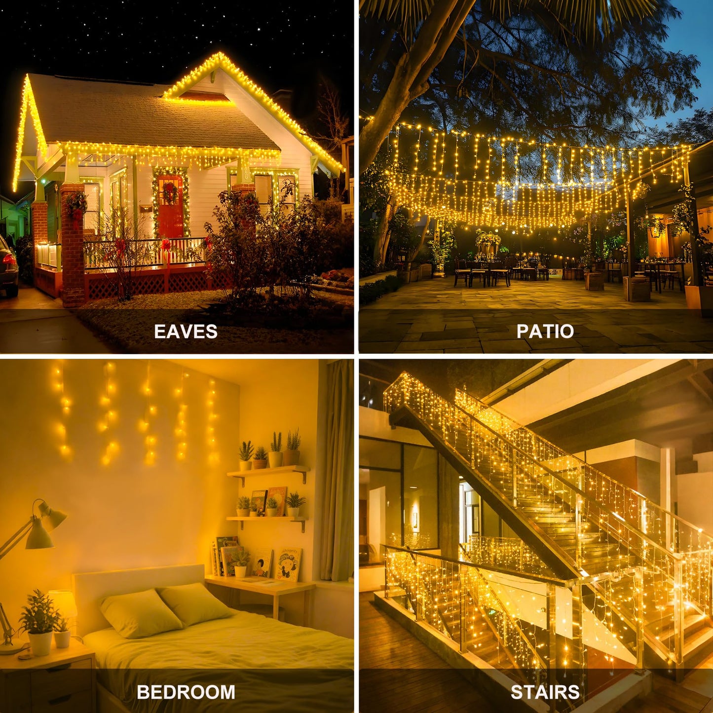 LED Icicle Lights for Outdoor Christmas Decorations,98.4Ft 1000 LEDs Christmas Fairy Light with Timer&Memory Function,8 Lighting Modes,Plug in hanging Curtain Lights for Xmas Party Wedding(Warm White)