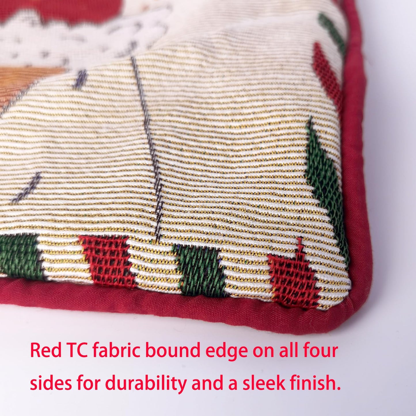 Christmas Tapestry Throw Pillow Cover 16x16 Inch - Festive Woven Jacquard Santa Claus Cushion Case - Red TC Backing, Piped Edges, Hidden Zipper - Decorative Holiday Home Decor for Sofa/Couch