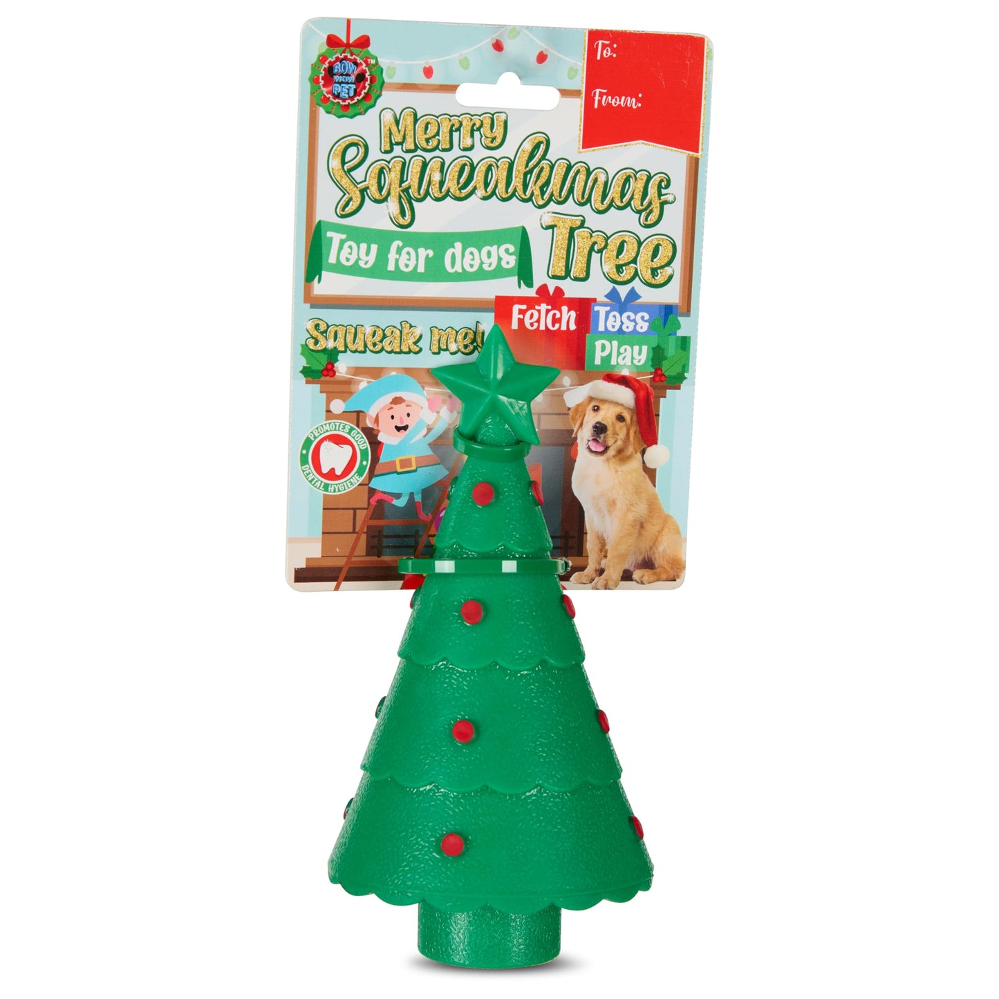 Bow Wow Pet Christmas Tree Squeaky Dog Chew Toy