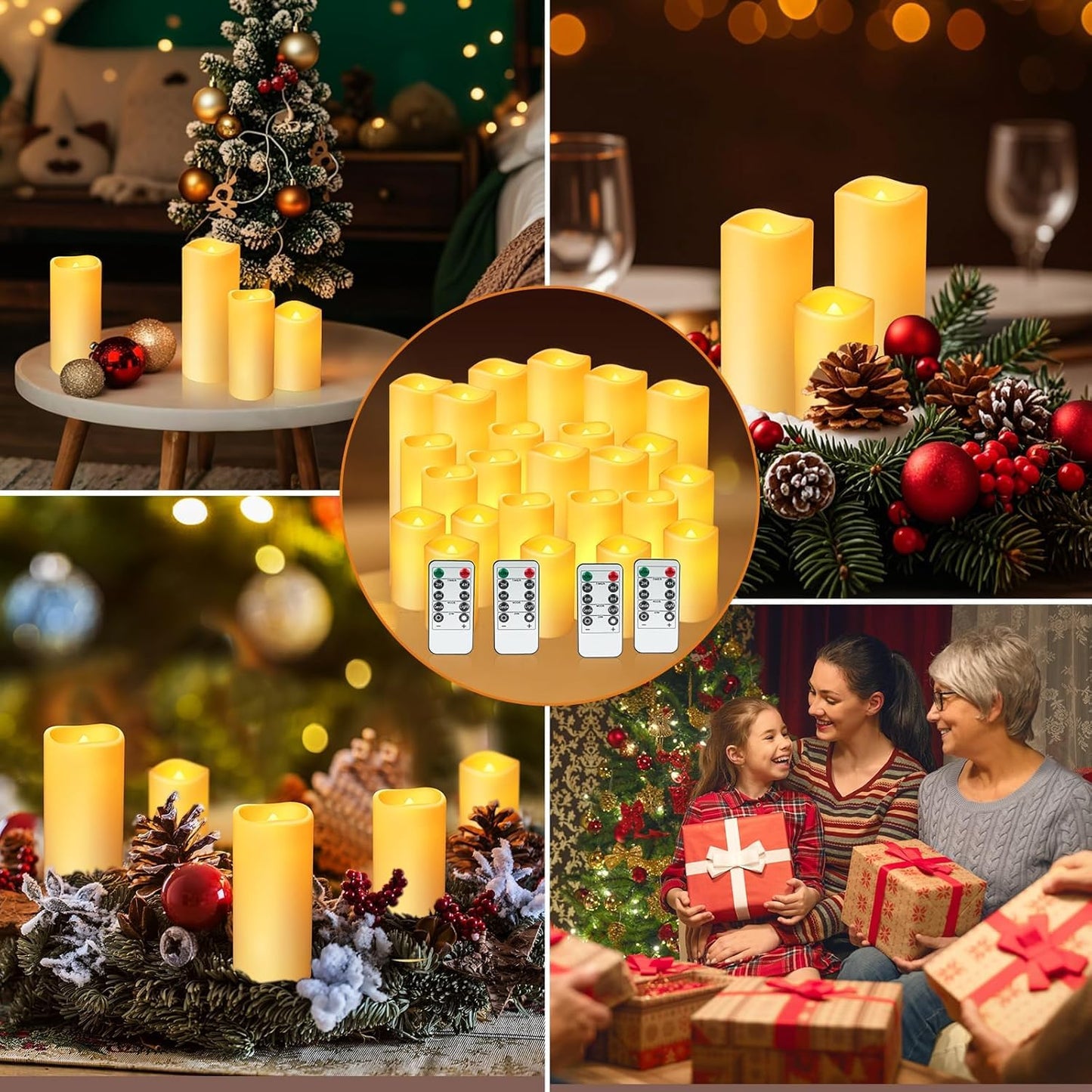 Enpornk Set of 24 Flameless Led Battery Opeated (D2.2'' x H4''5''6'') Waterproof Outdoor Indoor Candles with 10-Key Remotes and Cycling 24 Hours Timer
