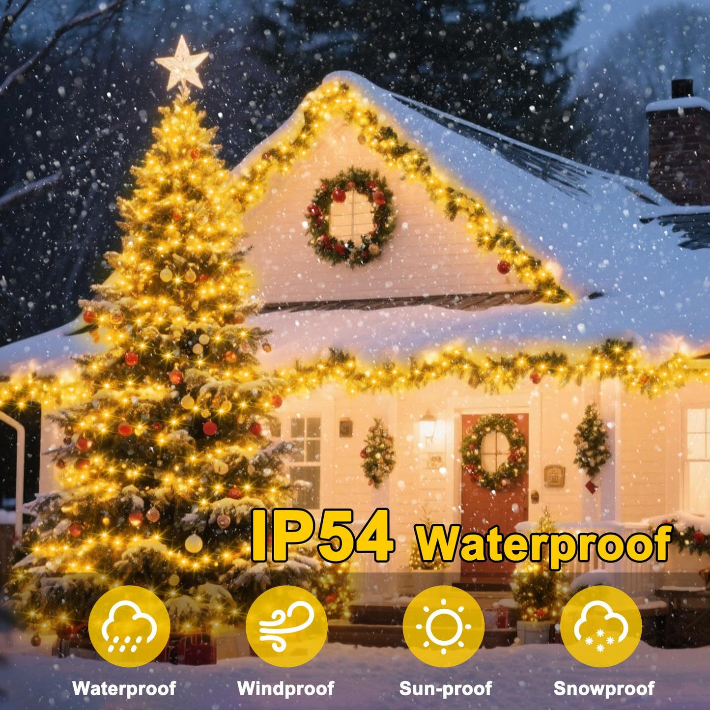 echosari Connectable 400 LED Christmas Lights, Extra Long 66Ft Outdoor String Lights Plug in with Remote Timer for Patio Garden Tree Decor (Warm White)