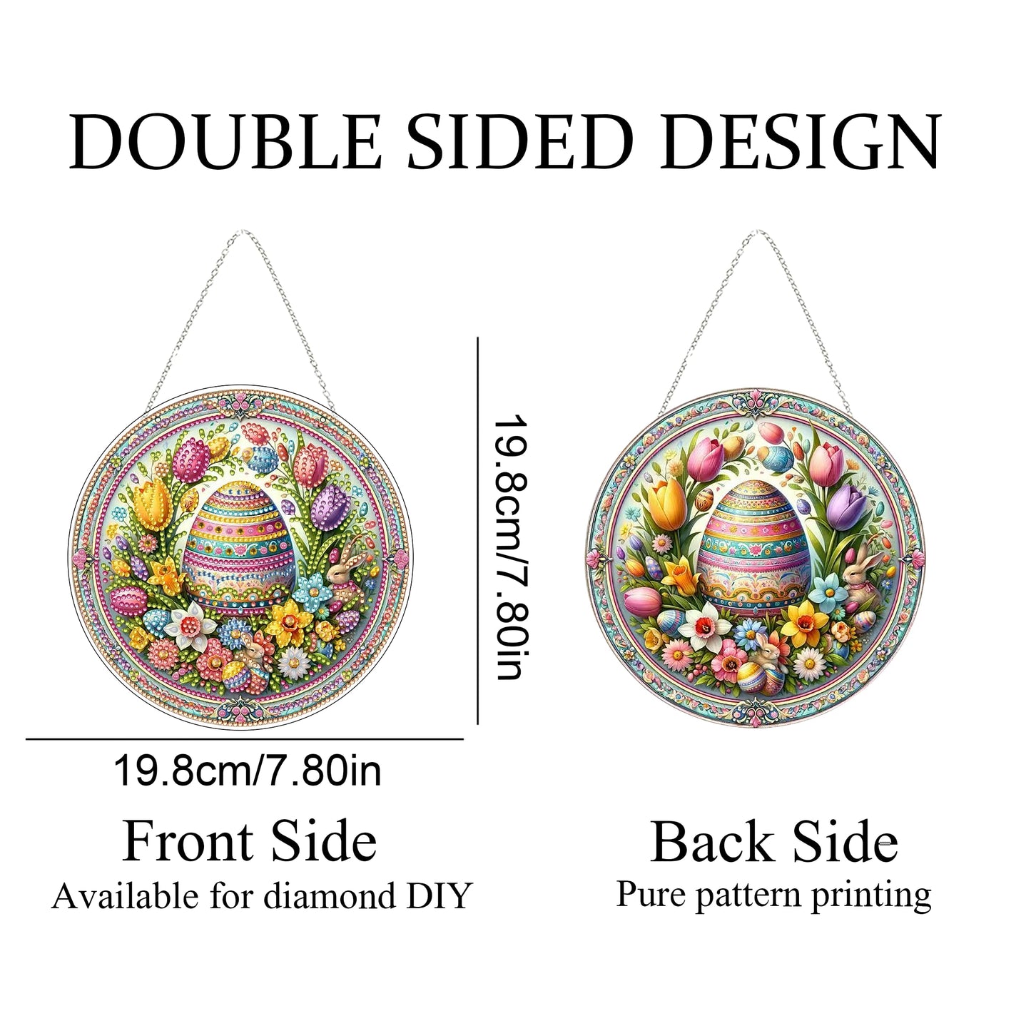 DIY Acrylic Diamond Art Painting Wreath Kits Special Shaped Rhinestone 5D Diamond Art Window Pendants Home Garden Wall Hanging Kits Hanging Ornament (Easter Egg)