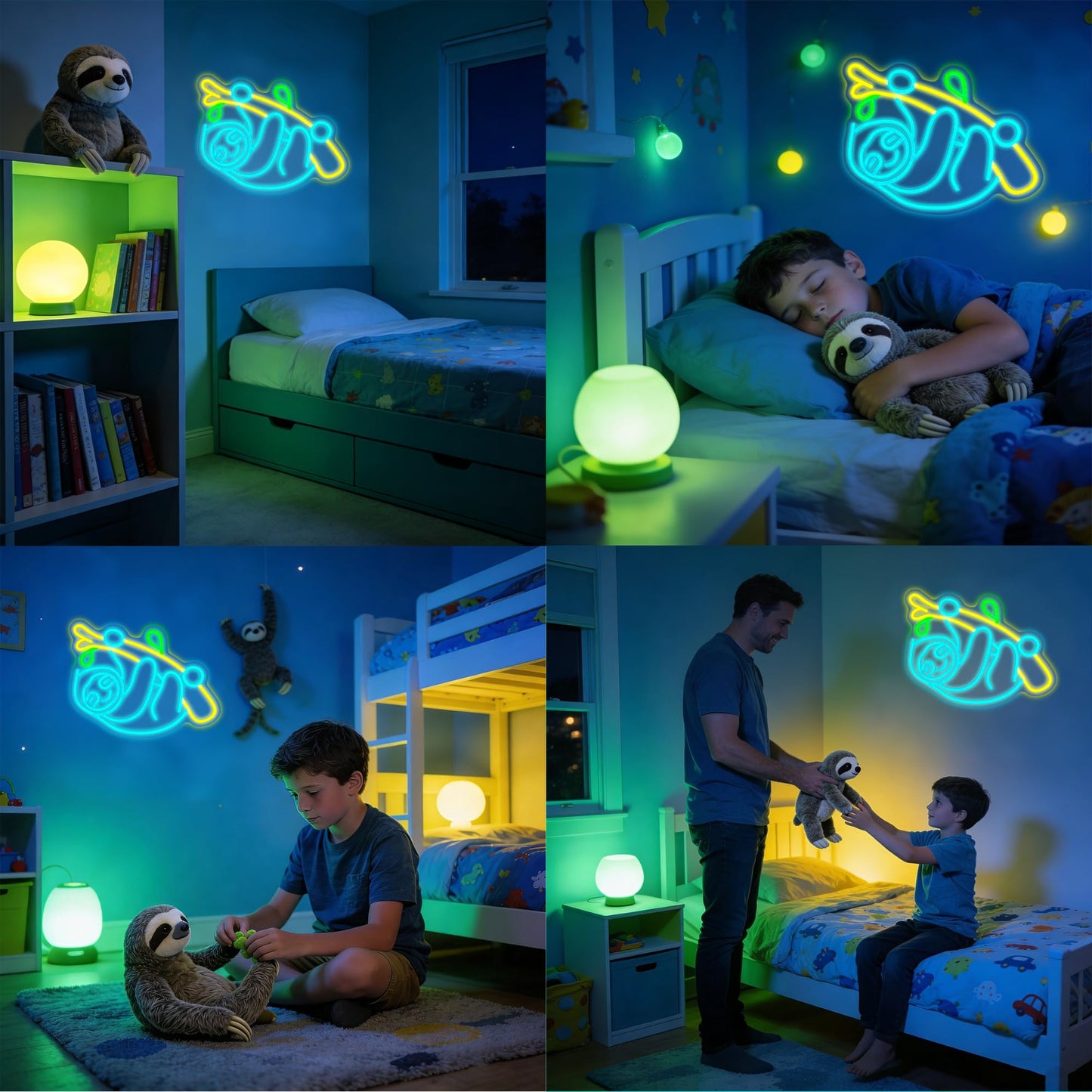 Sloth Climbing Neon Sign, Cute Tree Otters Dimmable Led Neon Night Lights Up Animal Flash Decor for Bedroom Living Room Man Cave Home Bar Wall Decoration, Birthday Party Gift for Kids Girls Boys Adults Gifts (Sloth)