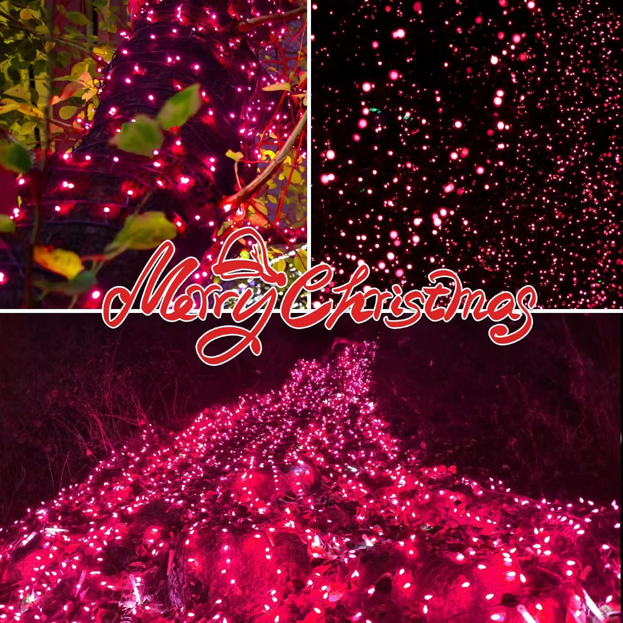 JUSTPRO 100LIGHTS PINK Extra-Bright With End Connectors Christmas Decorative Lights 5.98m UL Certified Mini String Light Set Waterproof for Home Garden Holiday Christmas Tree Party Patio Decor Wedding