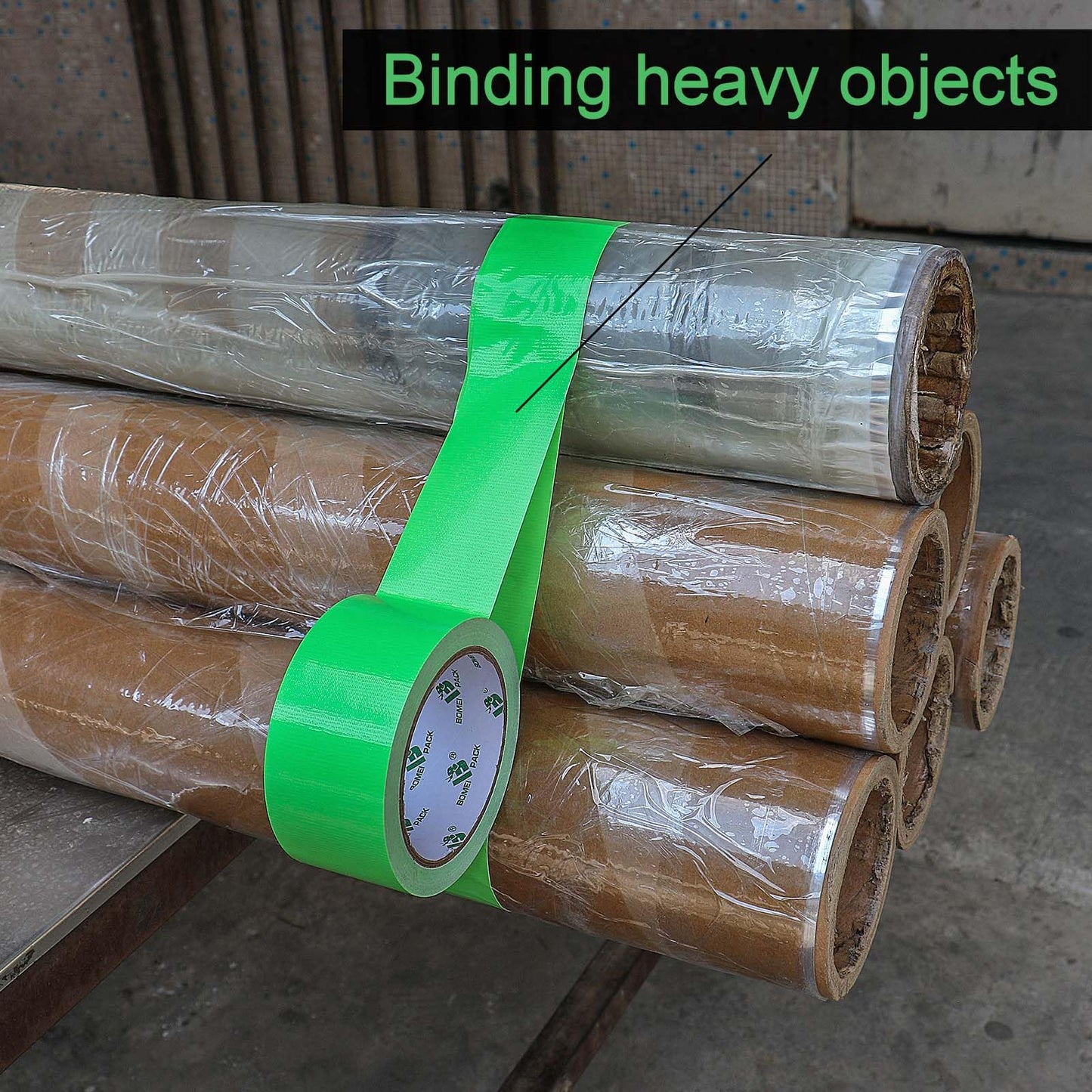 BOMEI PACK Green Duct Tape, Heavy Duty Strong Industrial Grade Color Duct Tape 9.0 mil x 1.88inch x 30yds for Packing and Repairing