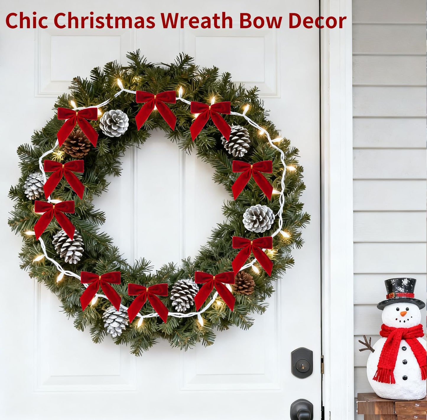 24 Pcs Red Small Velvet Christmas Bows for Christmas Tree Decorations, 3.5 Inch Xmas Velvet Ribbon Bow Ornaments for Christmas Farmhouse Tree Wreath Garland DIY Craft Gift Wrapping Decorative, 1" W