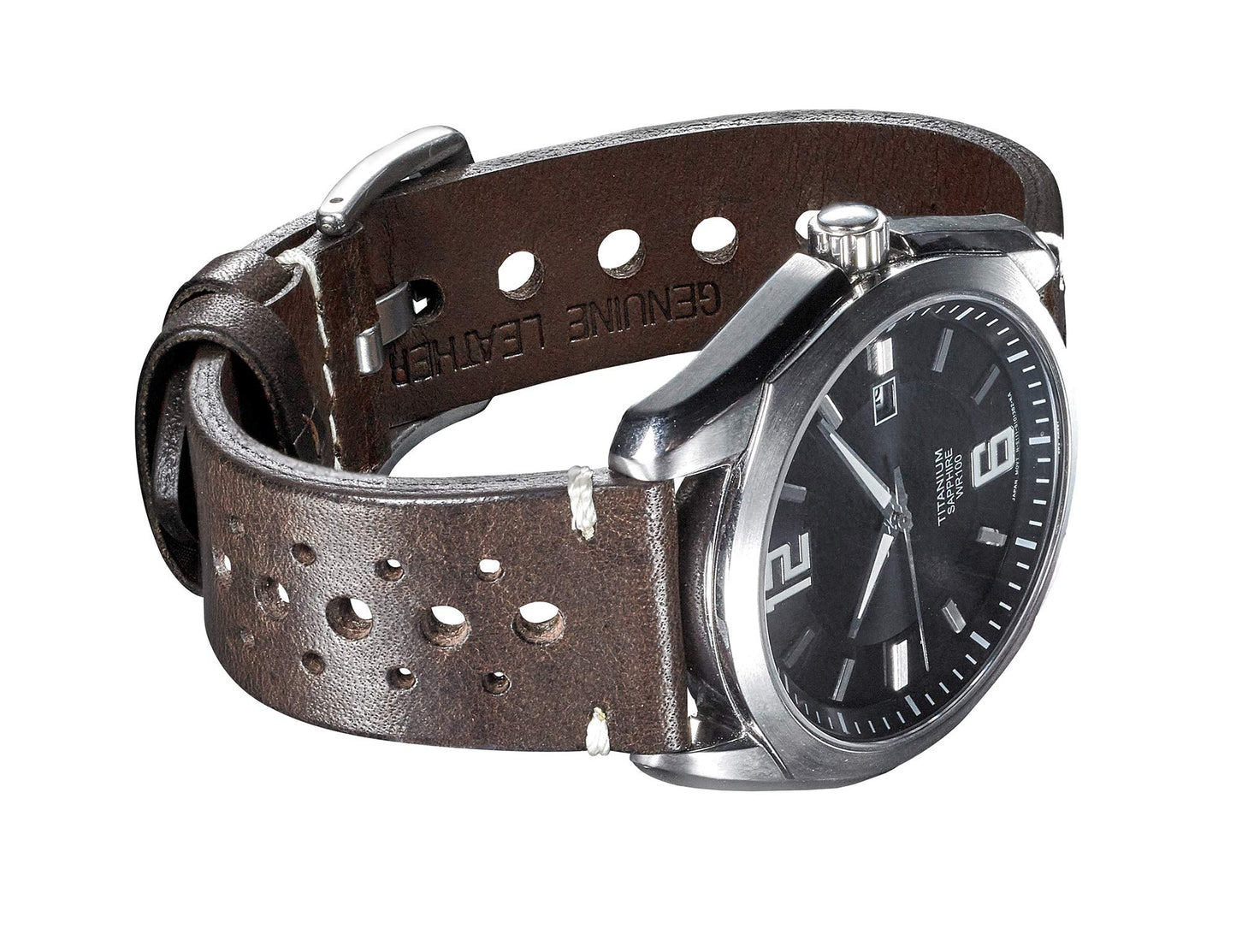 ALPINE Genuine Vintage Leather 20mm Watch Band - Replacement Watch Bands for Women & Men - Watch Strap with Quick Release Stainless Steel buckle - Compatible with Regular & Smart Watch Bands - Brown