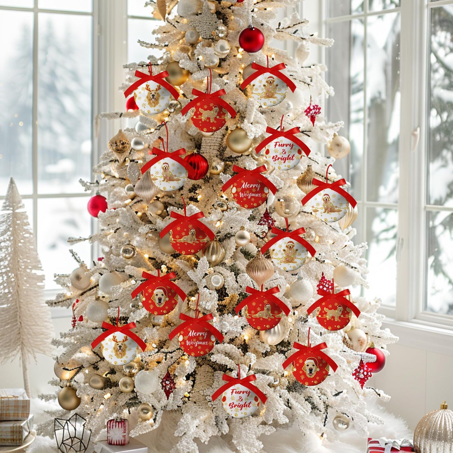 Golden Retriever Christmas Decor - Dog Christmas Tree Decorations Golden Retriever Ornament Hanging Balls, Cute Decorations Ball 2.36 Inch for Xmas Tree Party Home Holiday,Xmas Gifts Set of 16Pcs