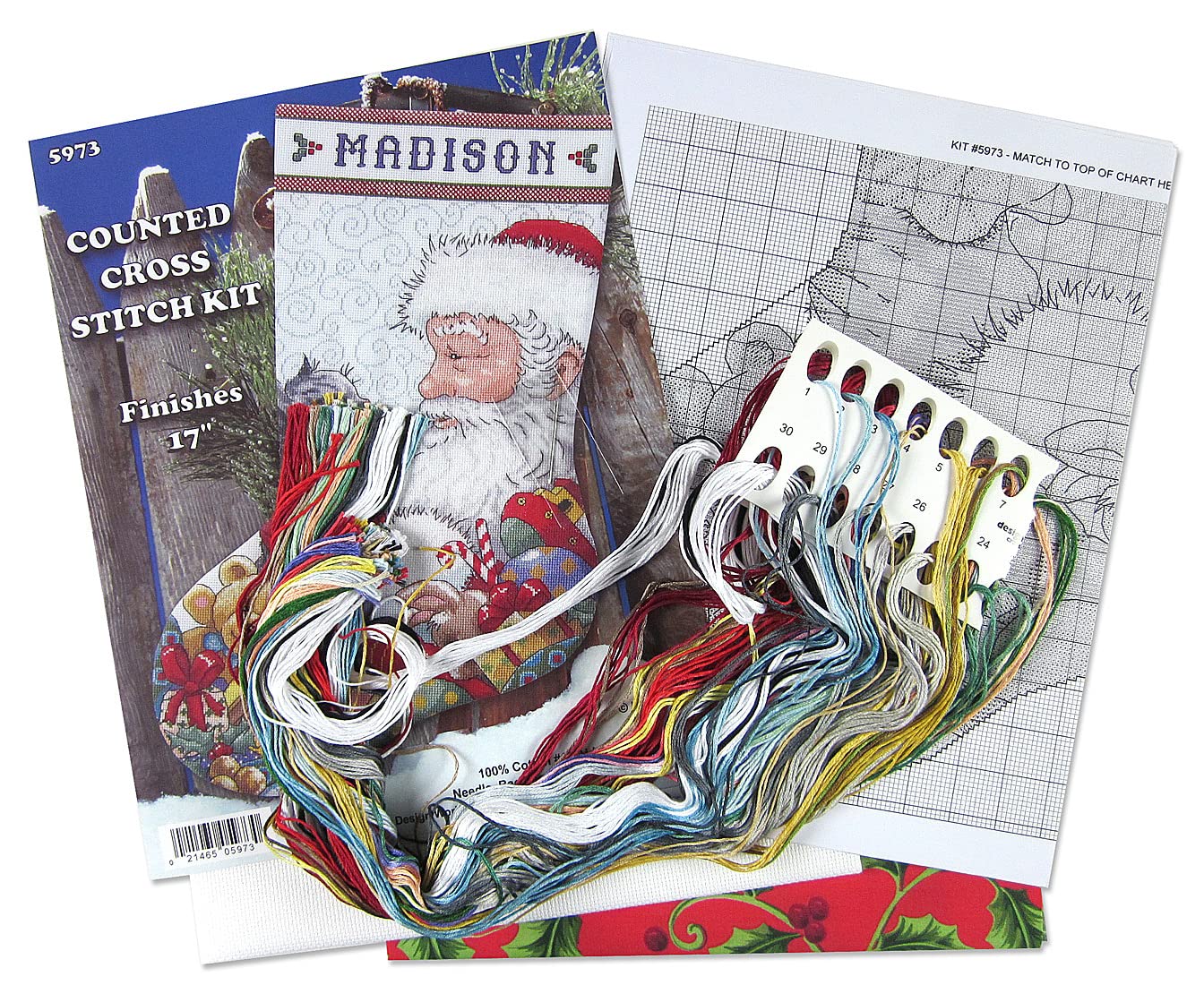 Design Works Crafts Santa with Kitten Counted Cross Stitch Stocking Kit