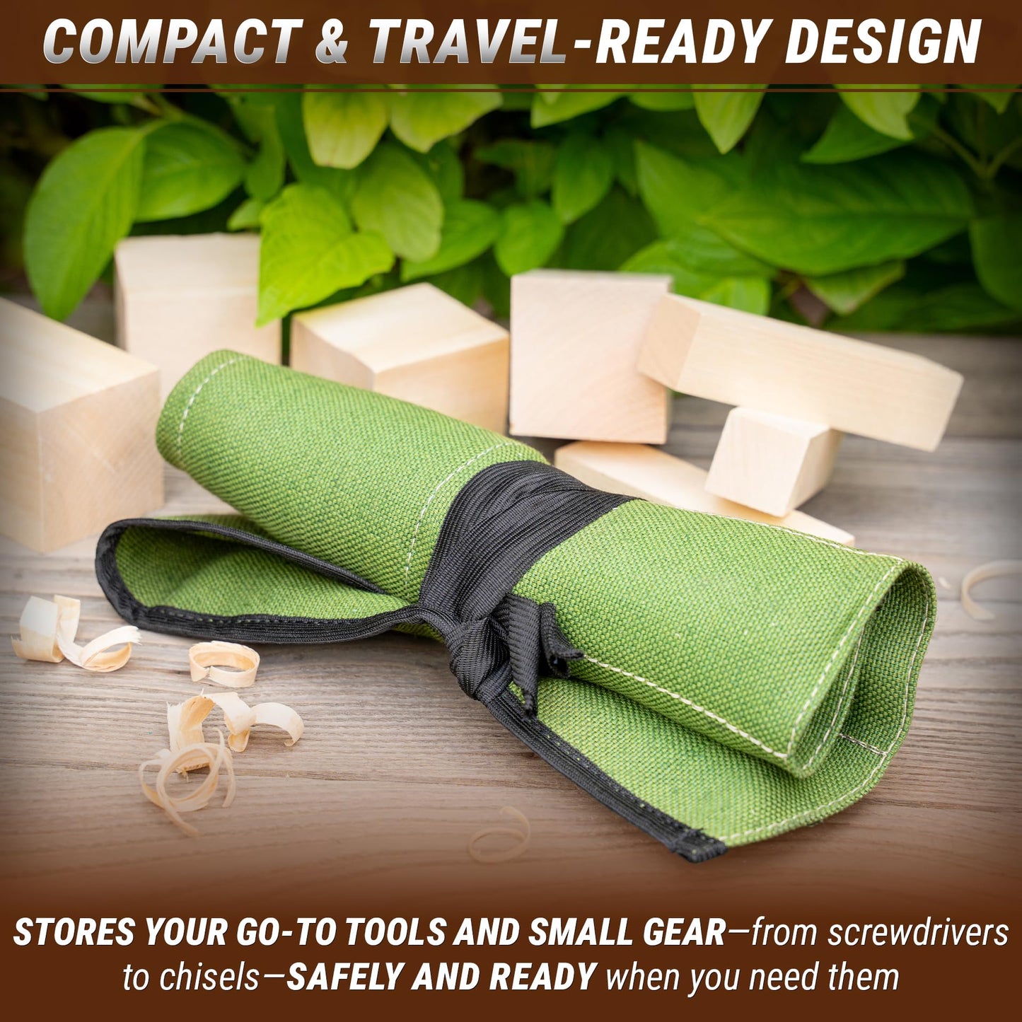 BeaverCraft TR4 Rolling Small Tool up Organizer Bag 4 Pockets Wrench roll up Pouch Gear roll up Tool Pouch for Knives and chisels Storage with 4 Slots