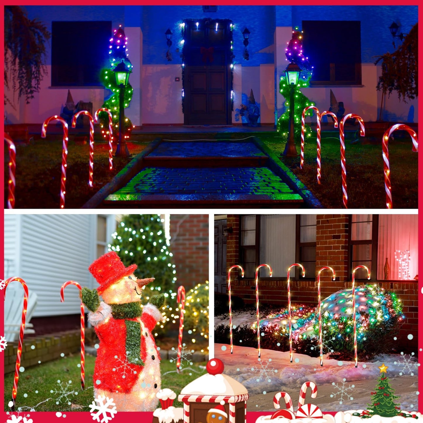 Treela 12 Pcs 36 Inch Christmas Candy Cane Lights Candy Cane Outdoor Decorations Large Christmas Pathway LED Stake Lights for Yard Lawn Garden Driveway Walkway Xmas Decor