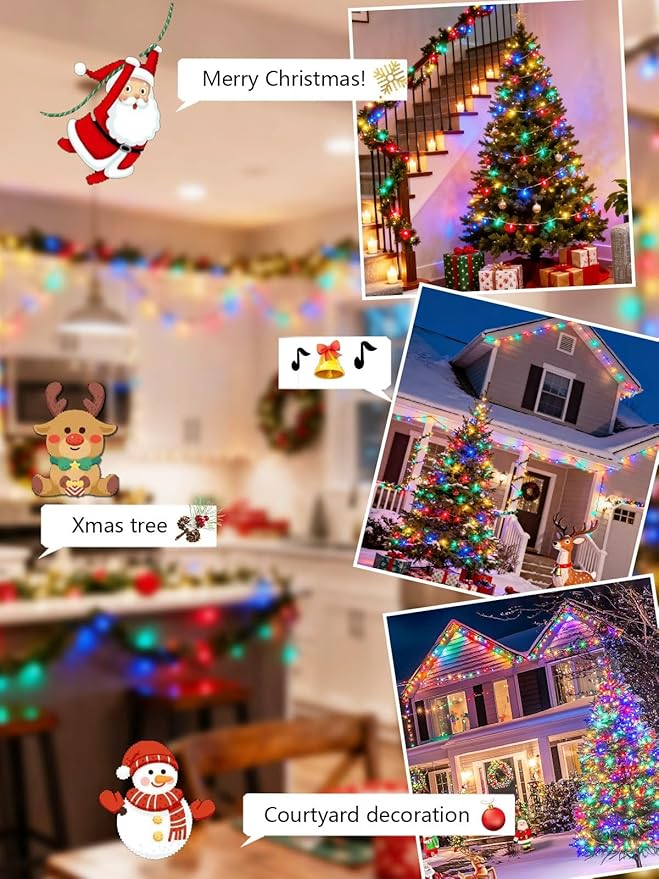 Voice Controlled Christmas Lights with Remote, 165 FT 500 LED String Lights Indoor Outdoor with 12 Modes 3 Timers, Dimmable Twinkle Light Plug in Waterproof for Xmas Tree Party Decor, Multicolor