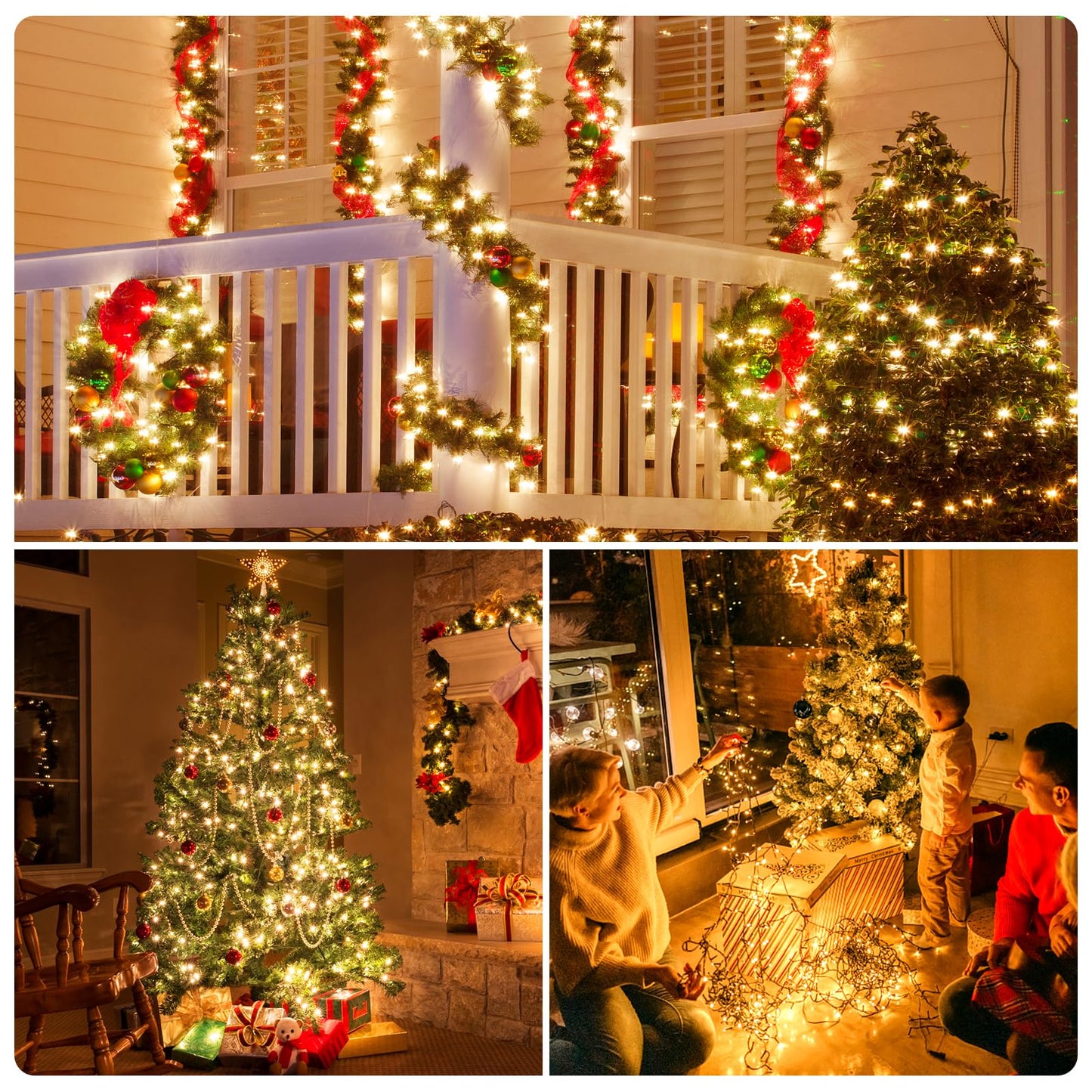 XTF2015 170FT 500 LED Christmas String Lights, Christmas Lights End to End Plug 8 Modes Memory Function with Timer, UL Certified Outdoor Indoor Fairy Light Christmas Tree, Patio, Party (Warm White)