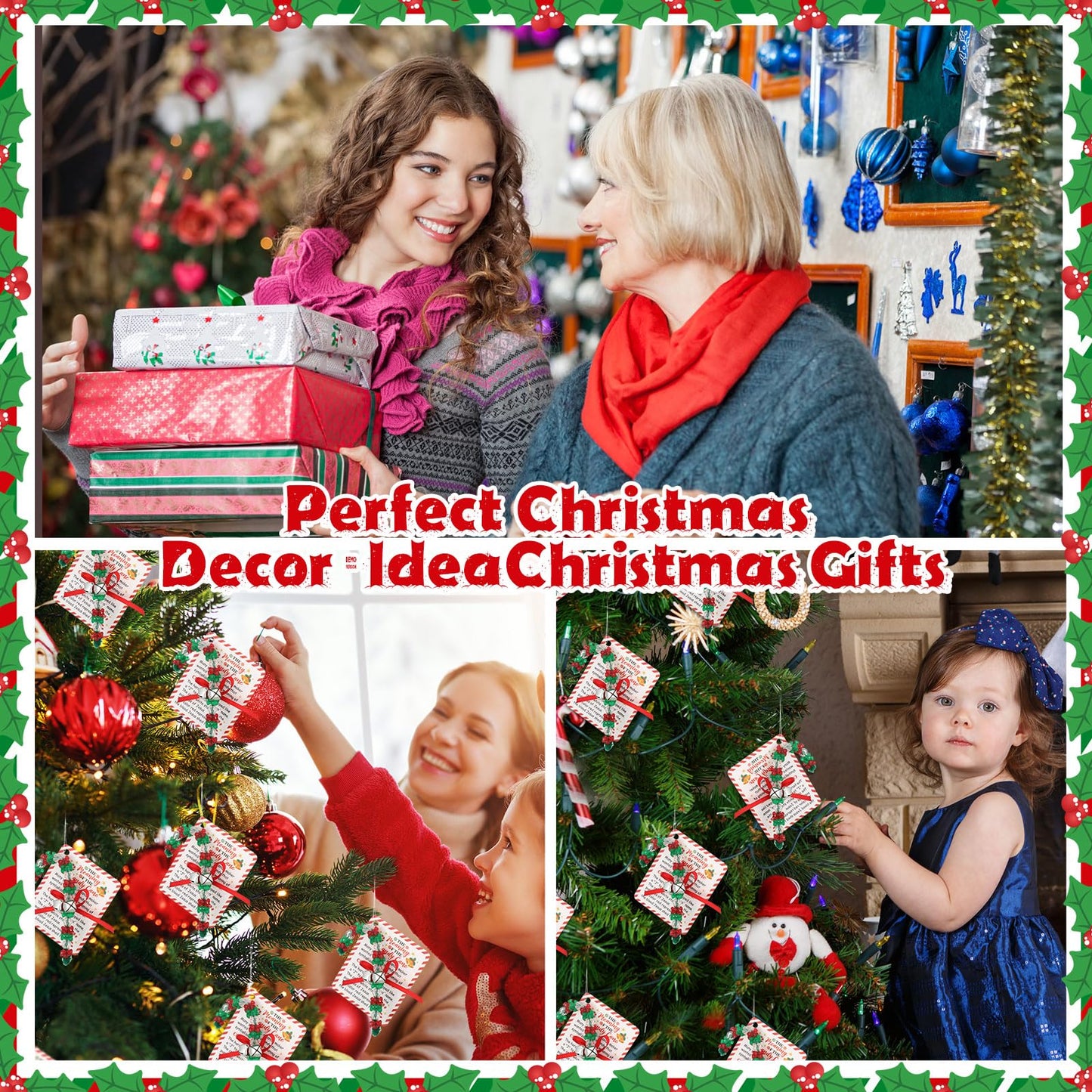 JellyArch 24 Sets Story of Candy Cane Ornament Craft Jesus Religious Christmas Beaded Ornament Kit DIY Xmas Craft Gift 696 Beads 24 Cards 48 Bells 24 Chenille Stems 1 Ribbon for Tree Decor (Red,Green)