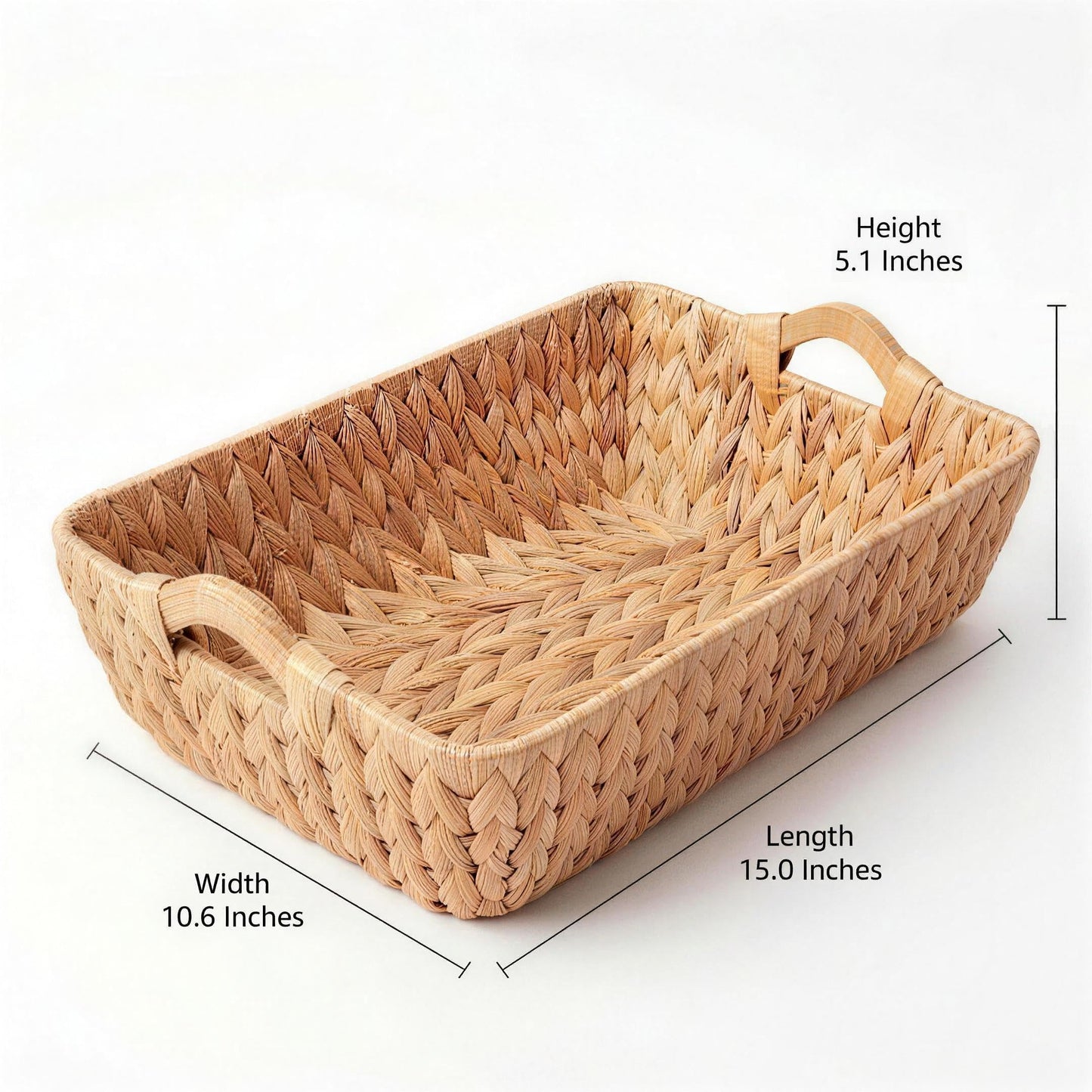Water Hyacinth Wicker Storage Basket, Rectangular