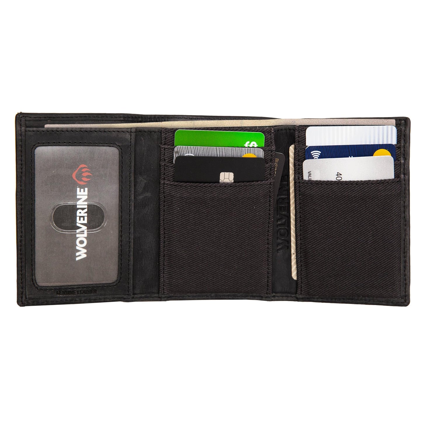 WOLVERINE Men's Trifold Wallet | RFID Blocking | Work, Canvas/Leather-Black/Grey, One Size