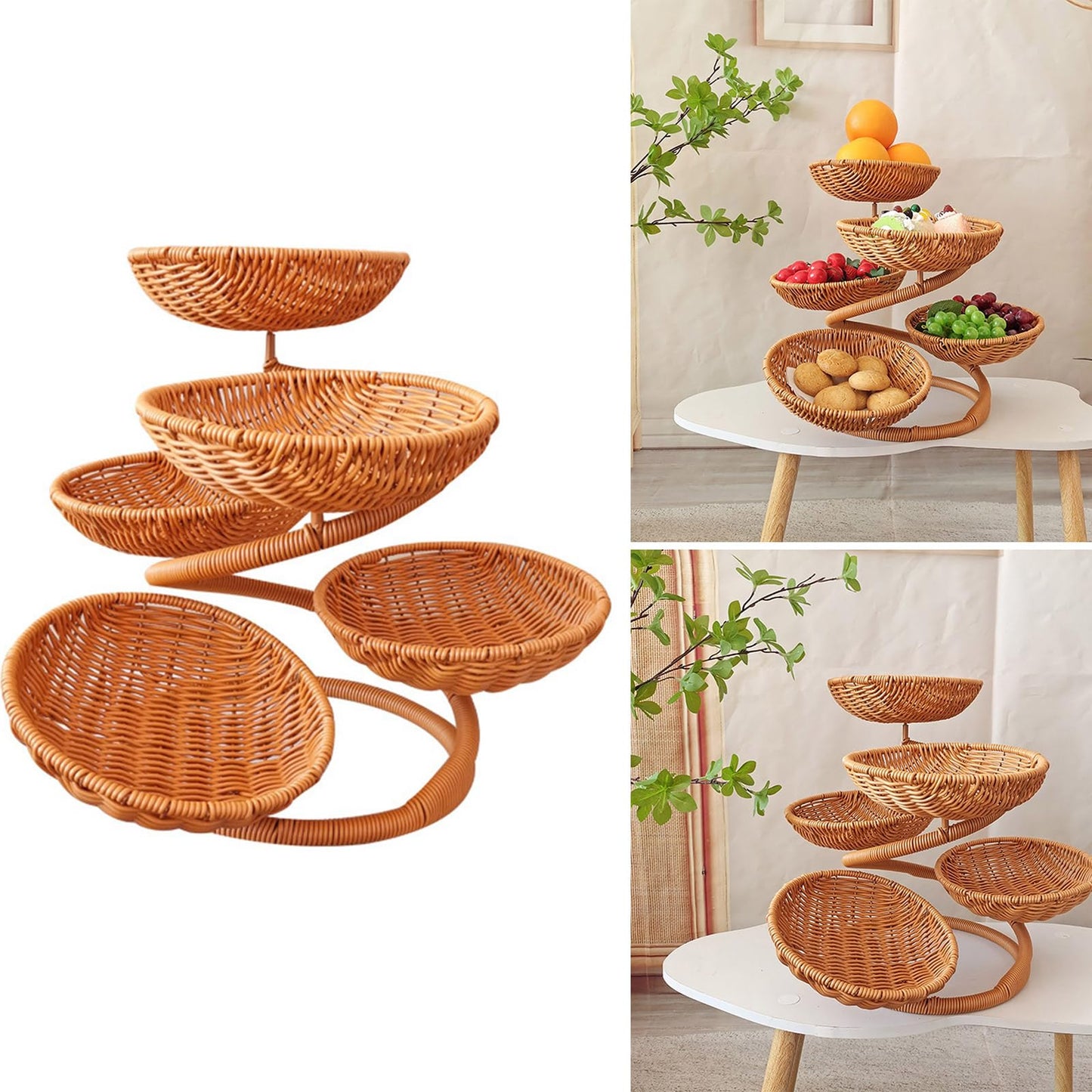 Unique Fruit Storage Tray Spacious Multi Layer with Detachable Basket for Storing Bread and Snacks in Styles Storage