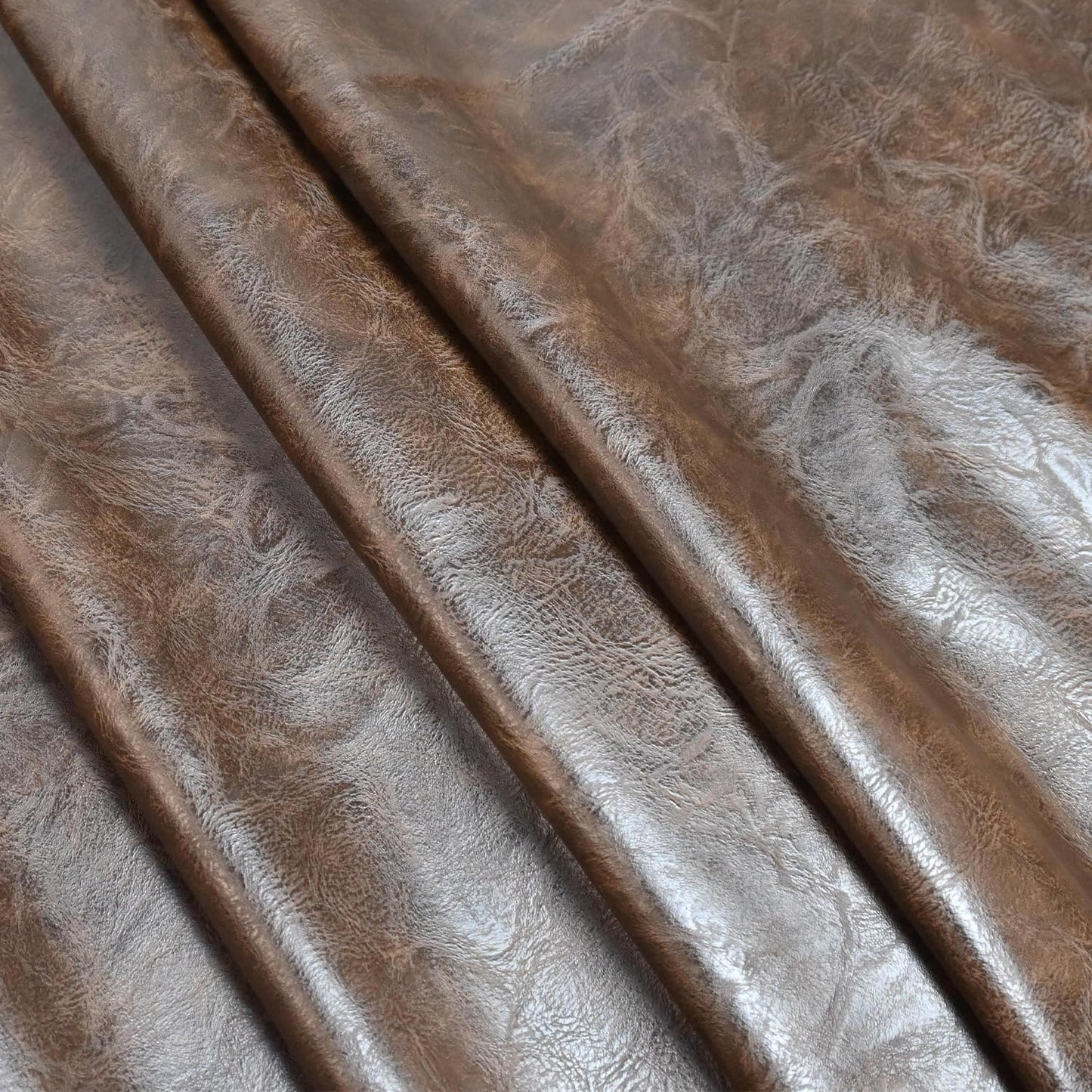 100cm x 140cm (39 x 54 Inch) Soft Leather Fabric - Faux Leather Fabric -1mm Thick for Upholstery - DIY Crafts - Dark Brown Crazy Horse Distress