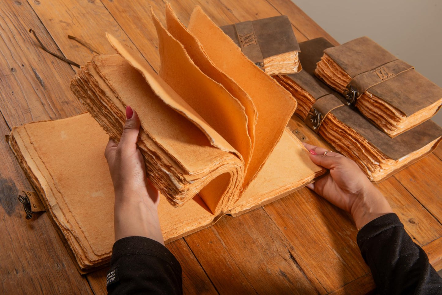 Vtry Writer’s Vintage Leather Journal 8x10 inch, 200 Deckled Pages – Antique Manuscript Style Writing Journal & Leather Notebook for Spiritual Study, Meditation Notes, Bible Study, Heritage Diary